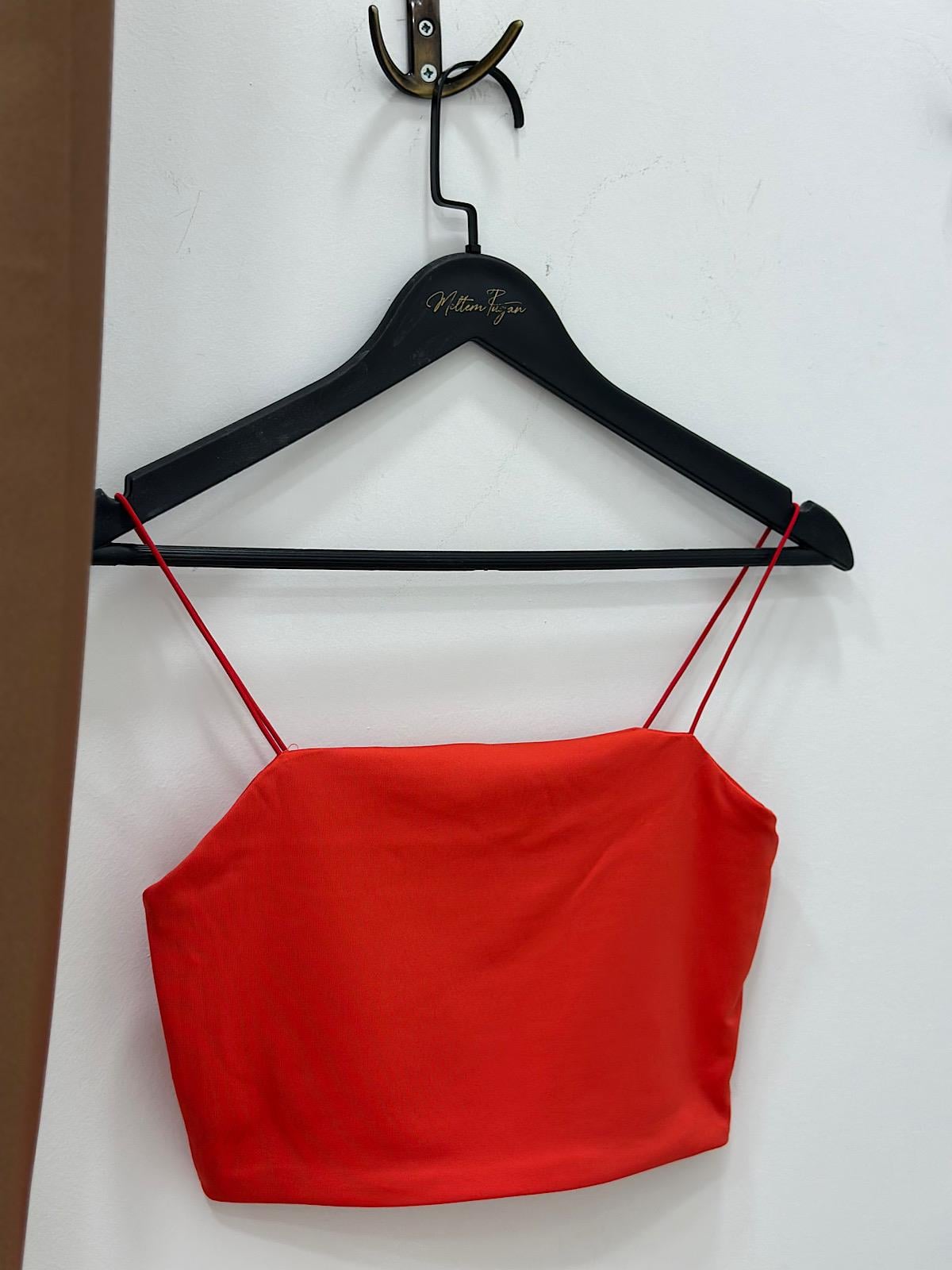Spagetti Askılı Crop KIRMIZI-23YUST000210