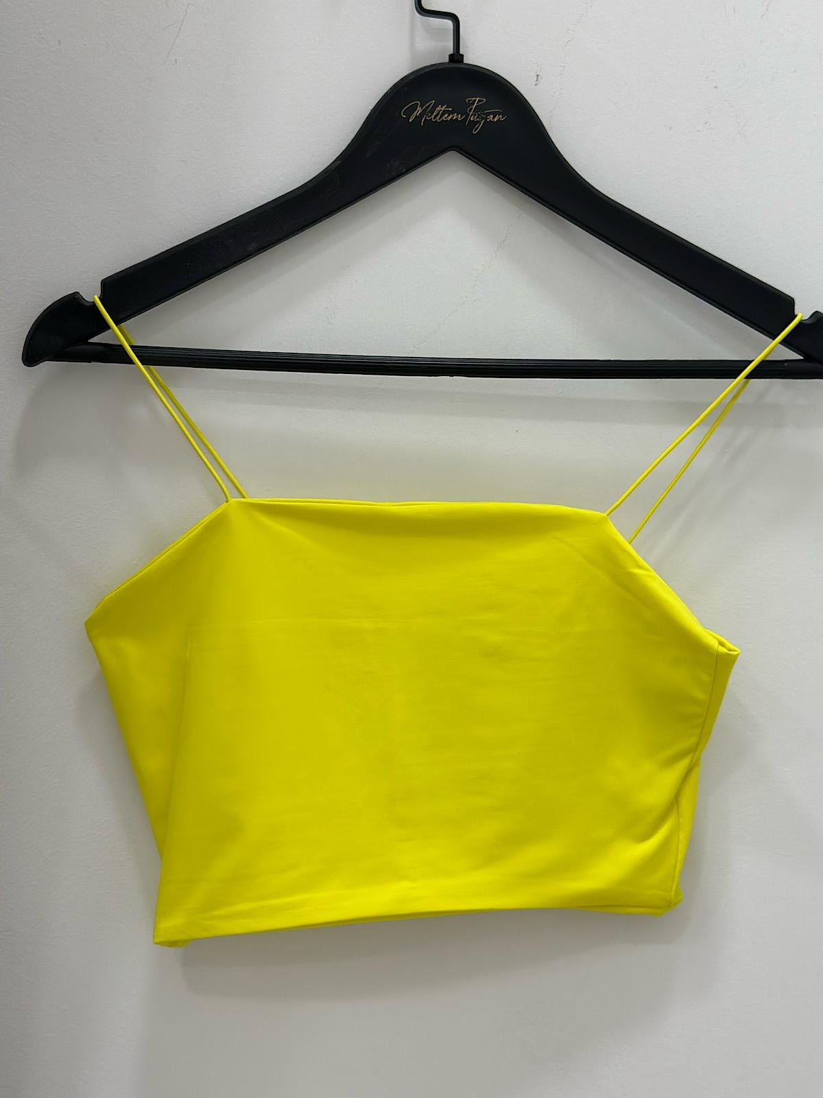 Spagetti Askılı Crop Sarı-23YUST000210