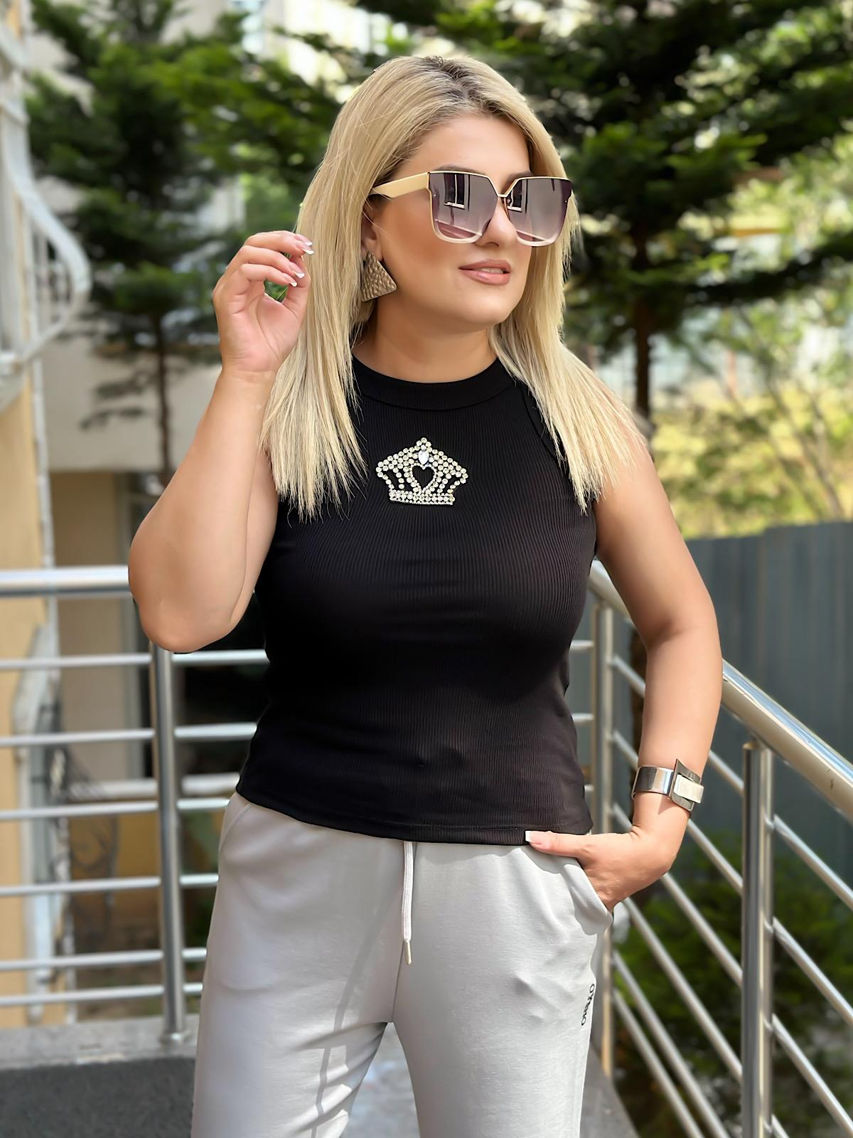 Taçlı Atlet SİYAH-23YUST000126