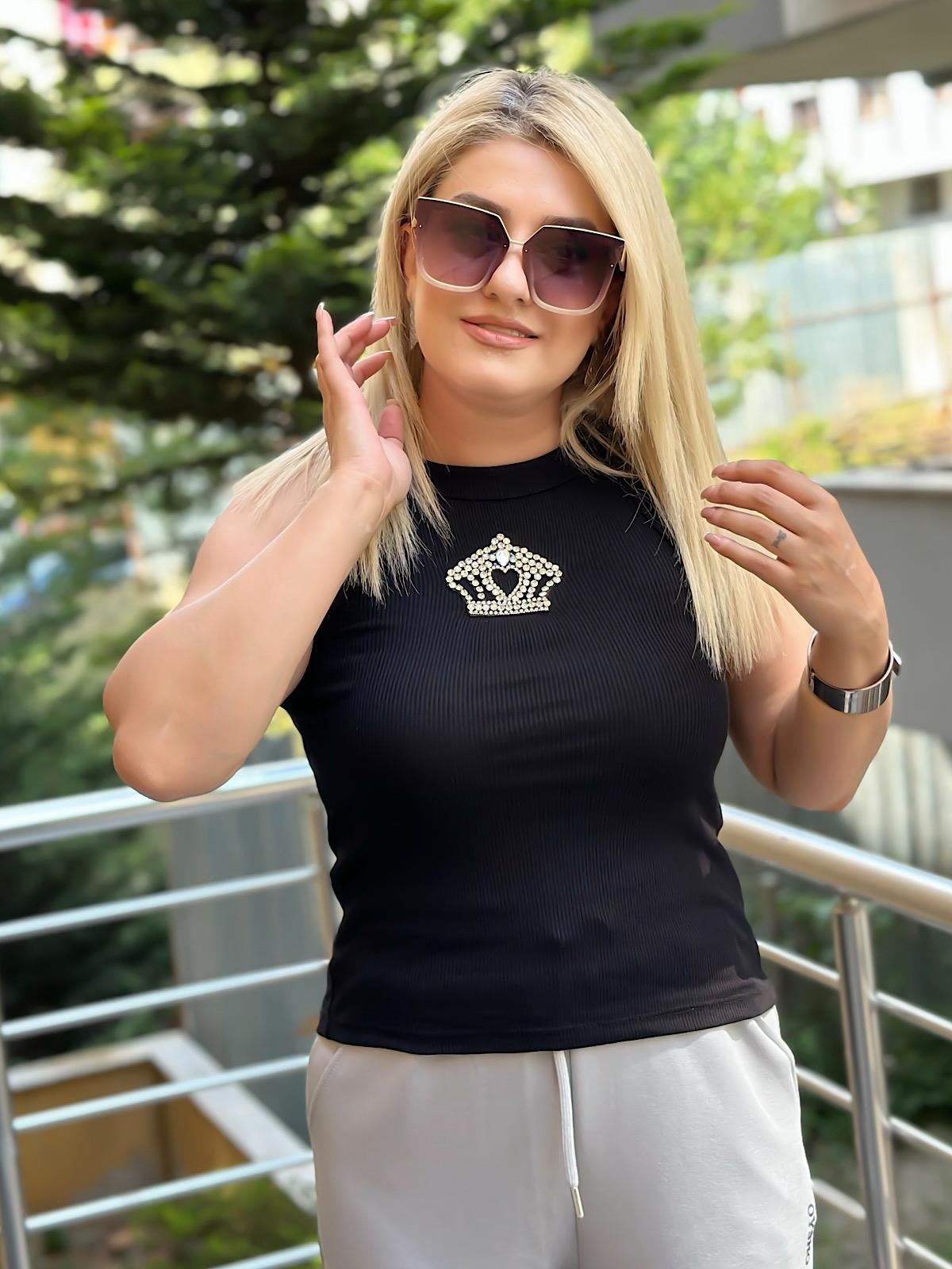 Taçlı Atlet SİYAH-23YUST000126