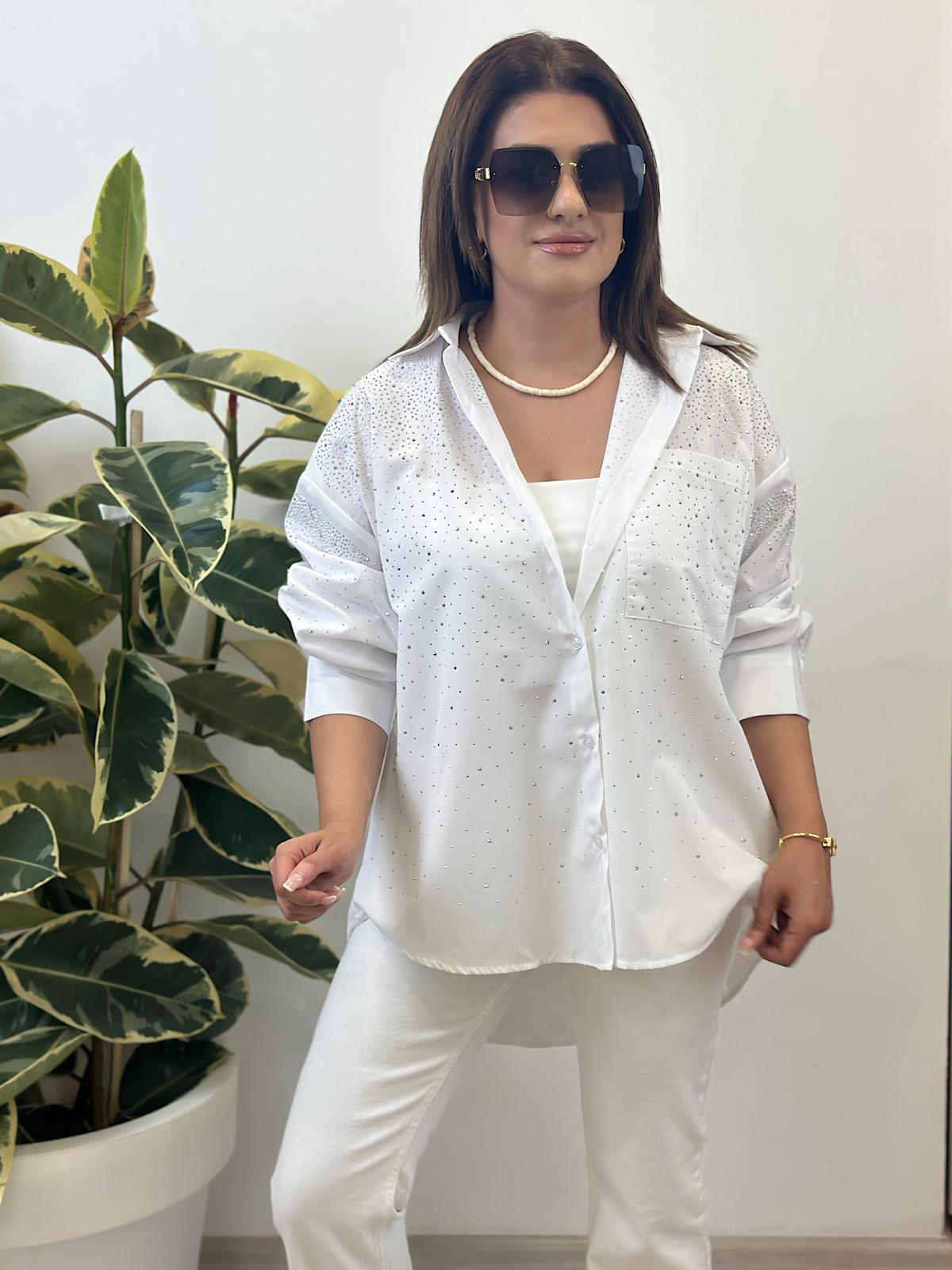 Taş Detaylı Gömlek BEYAZ-23YUST000271