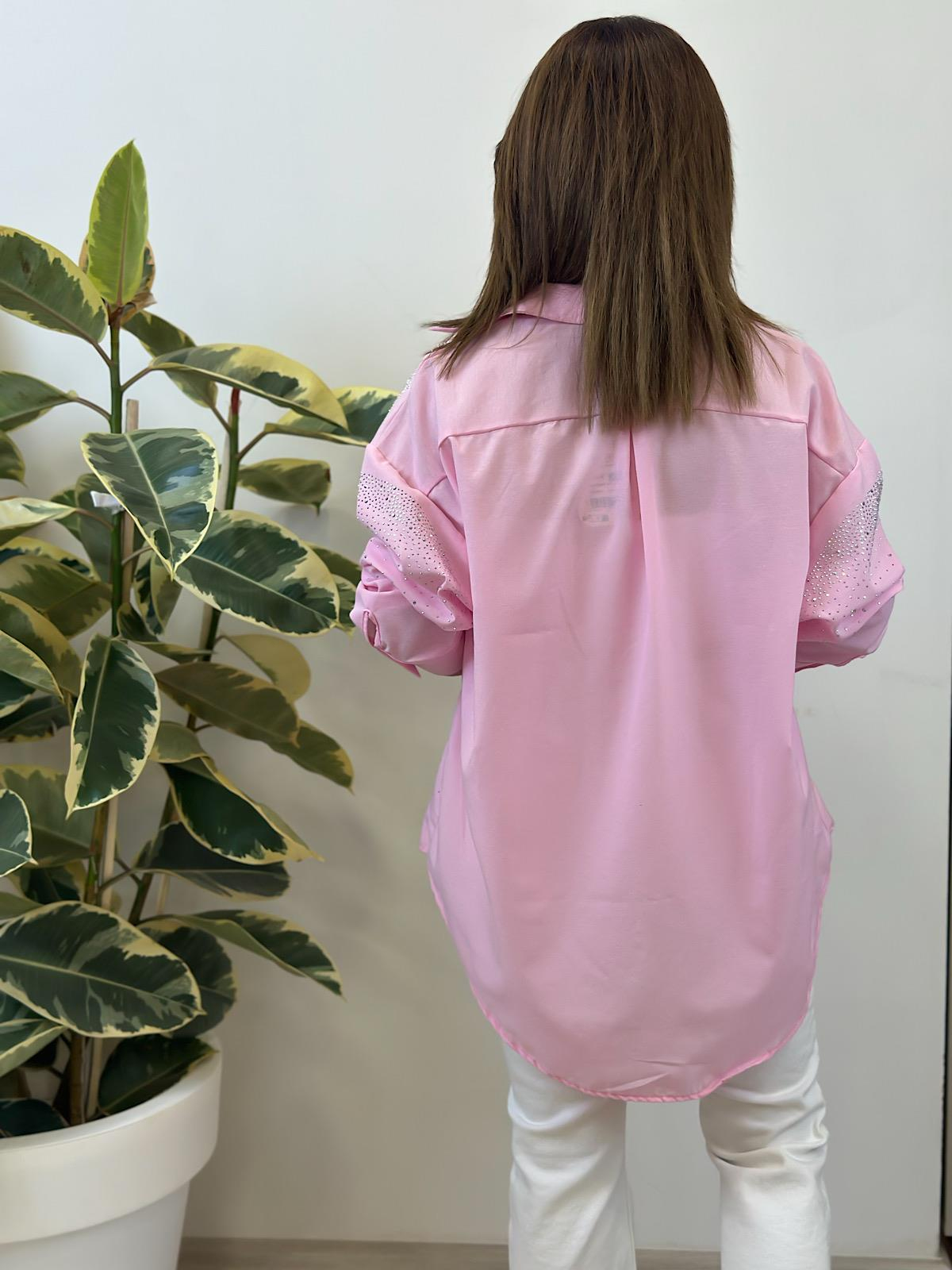 Taş Detaylı Gömlek PEMBE-23YUST000271