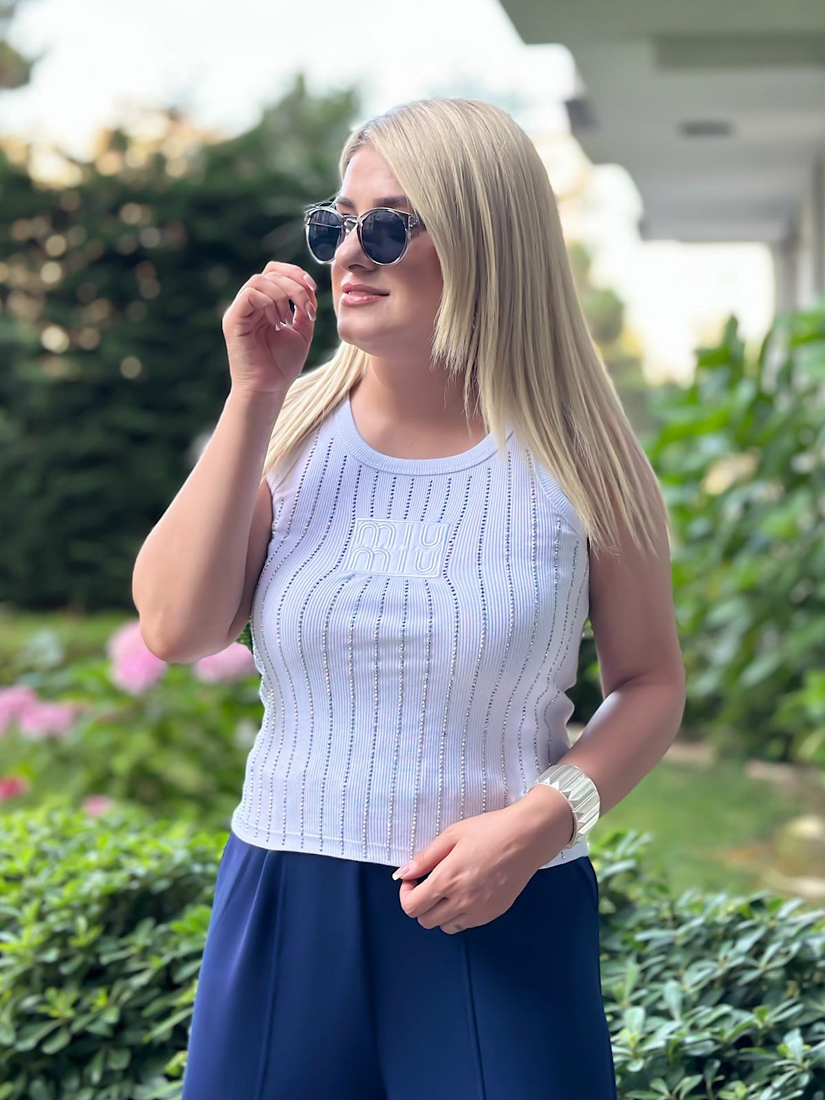 Taşlı Atlet BEYAZ-23YUST000123