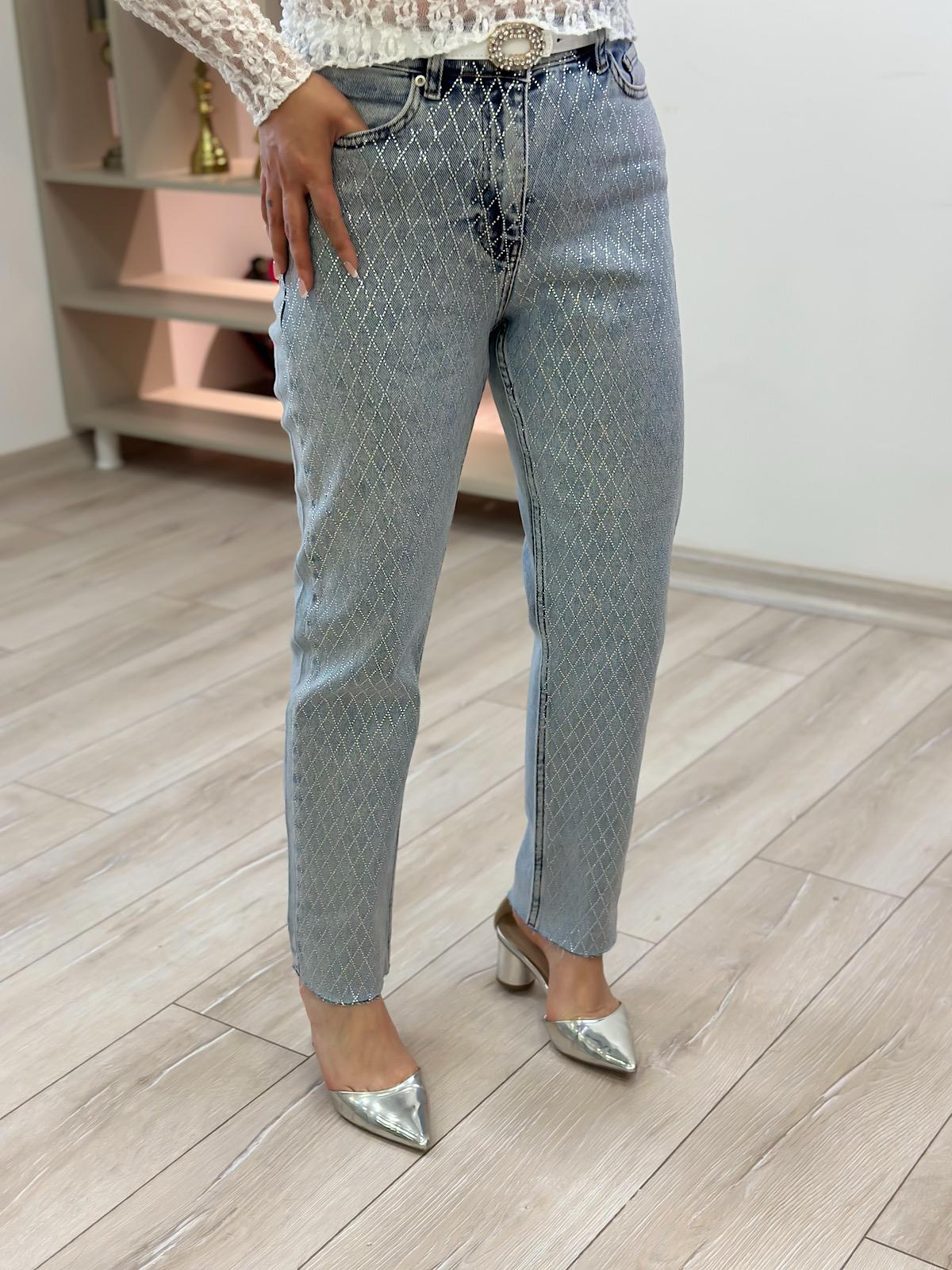 Taşlı Mom Fit Jean BUZ MAVİ-23YALT000076