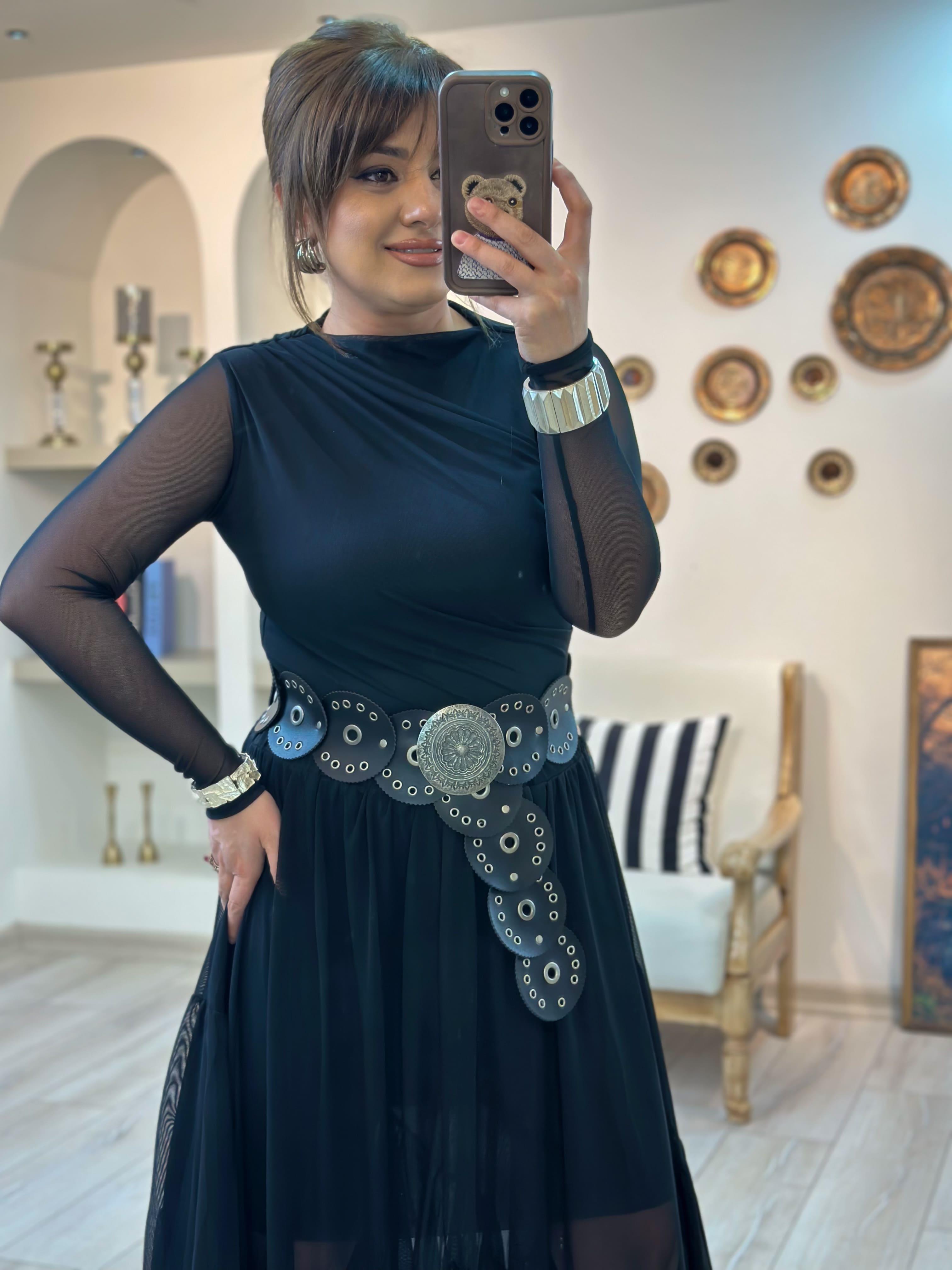 Transparan Zıbın Bluz SİYAH-23MeUST00118