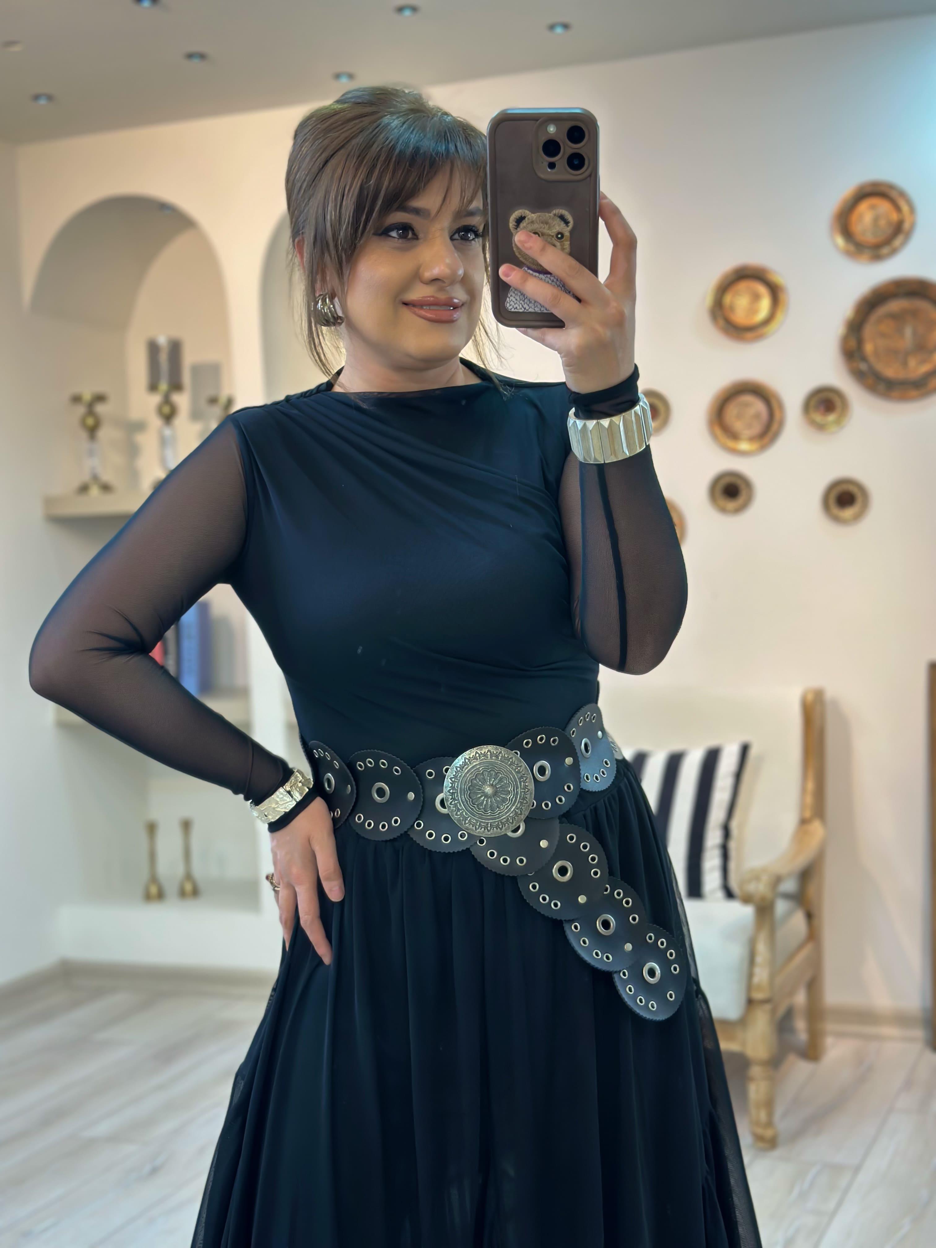Transparan Zıbın Bluz SİYAH-23MeUST00118