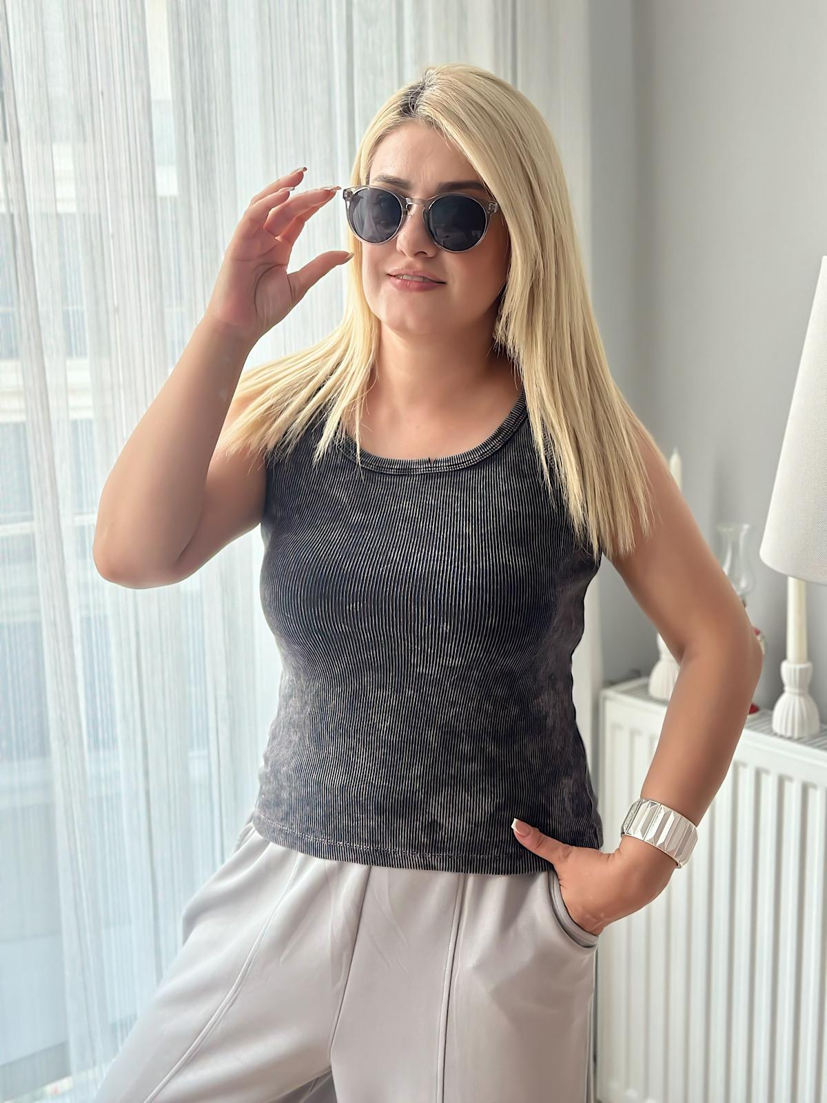 Yıkamalı Atlet SİYAH-23YUST000122