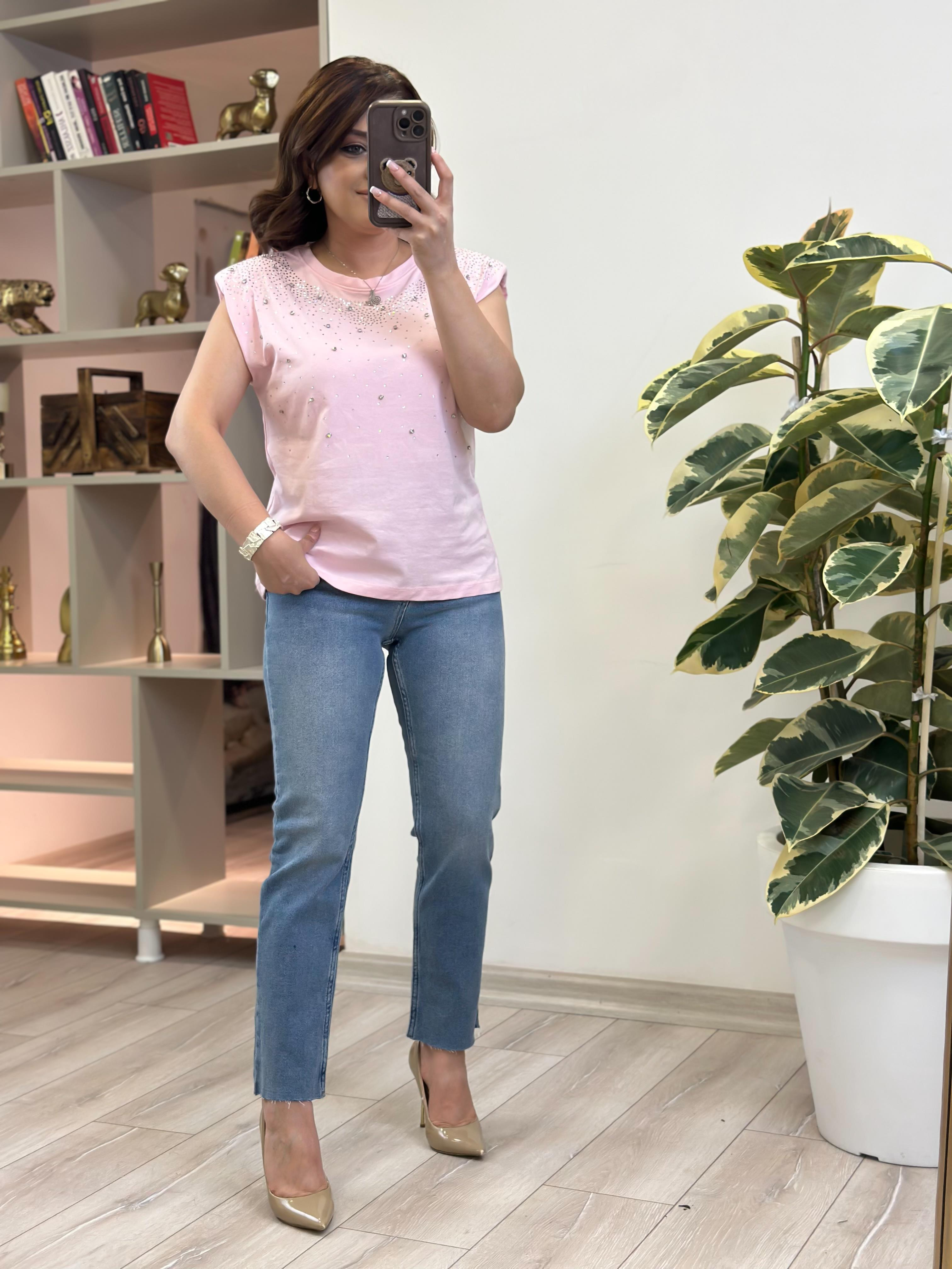 Yüksek Bel Likralı Toparlayıcı Paçası Kesik Fit Mom Jean AÇIK MAVİ-23MeALT00090