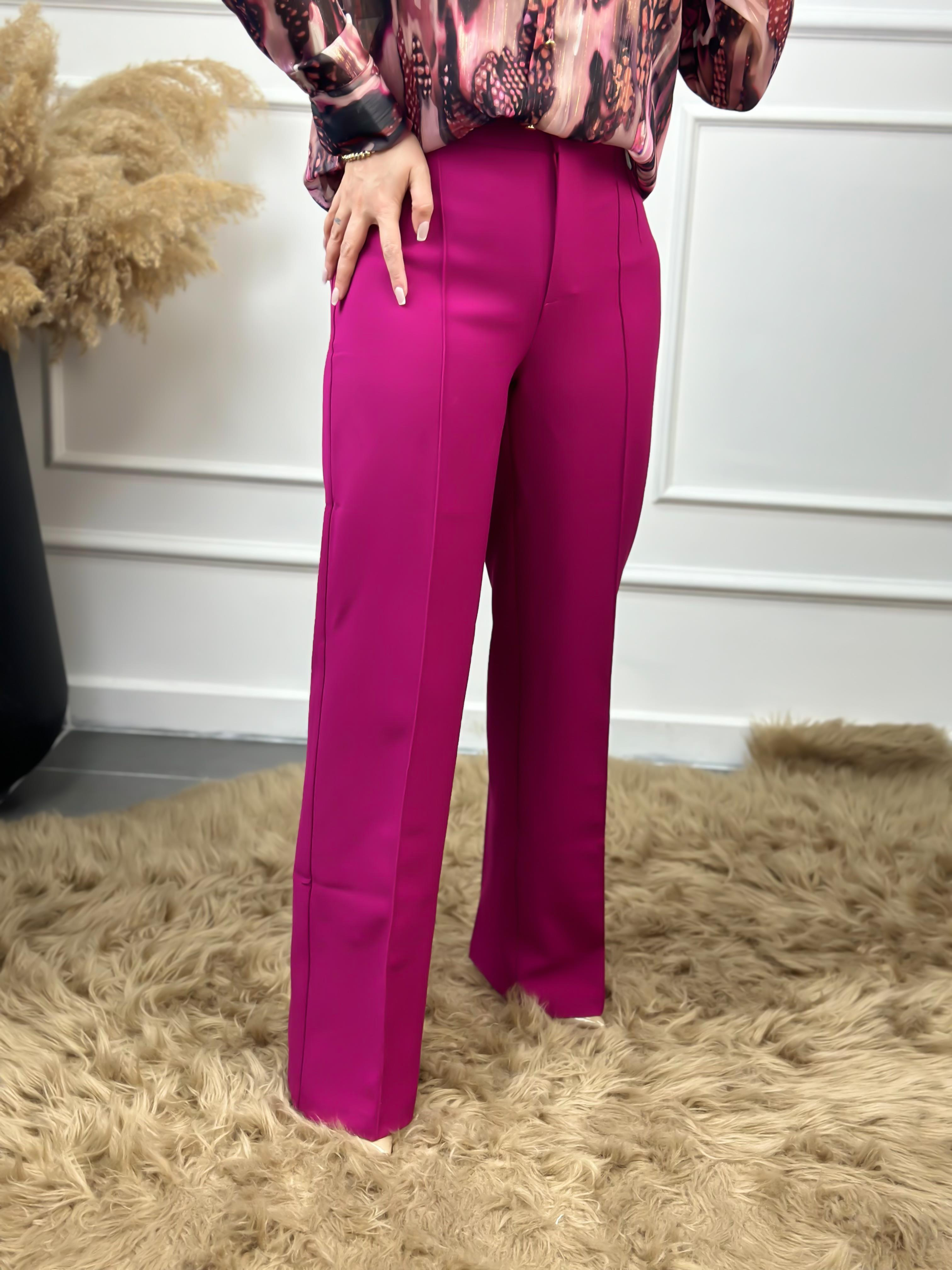 Yüksek Bel Önden Pensli Palazzo Kumaş Pantolon MÜRDÜM-23YALT000002