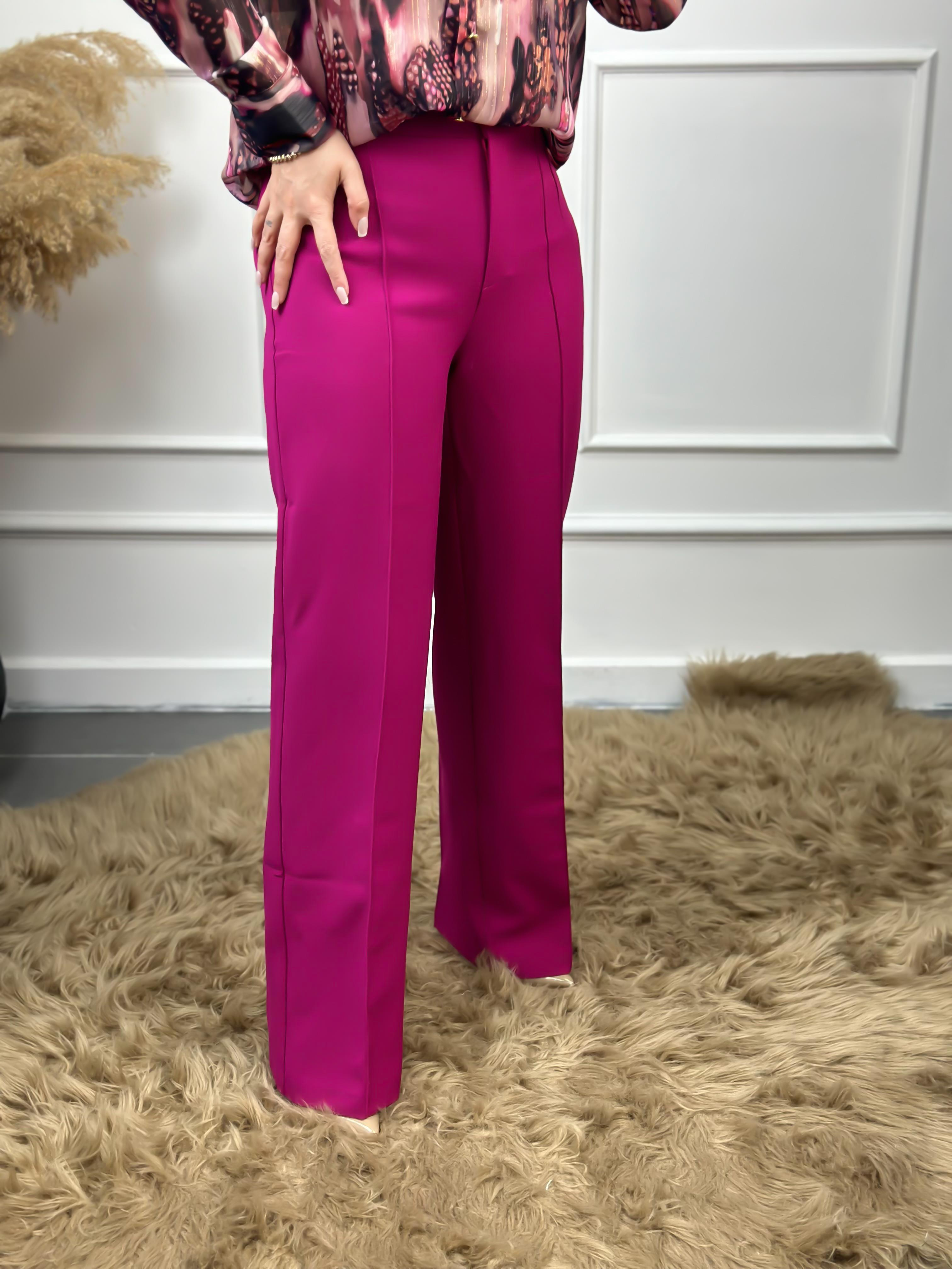 Yüksek Bel Önden Pensli Palazzo Kumaş Pantolon MÜRDÜM-23YALT000002