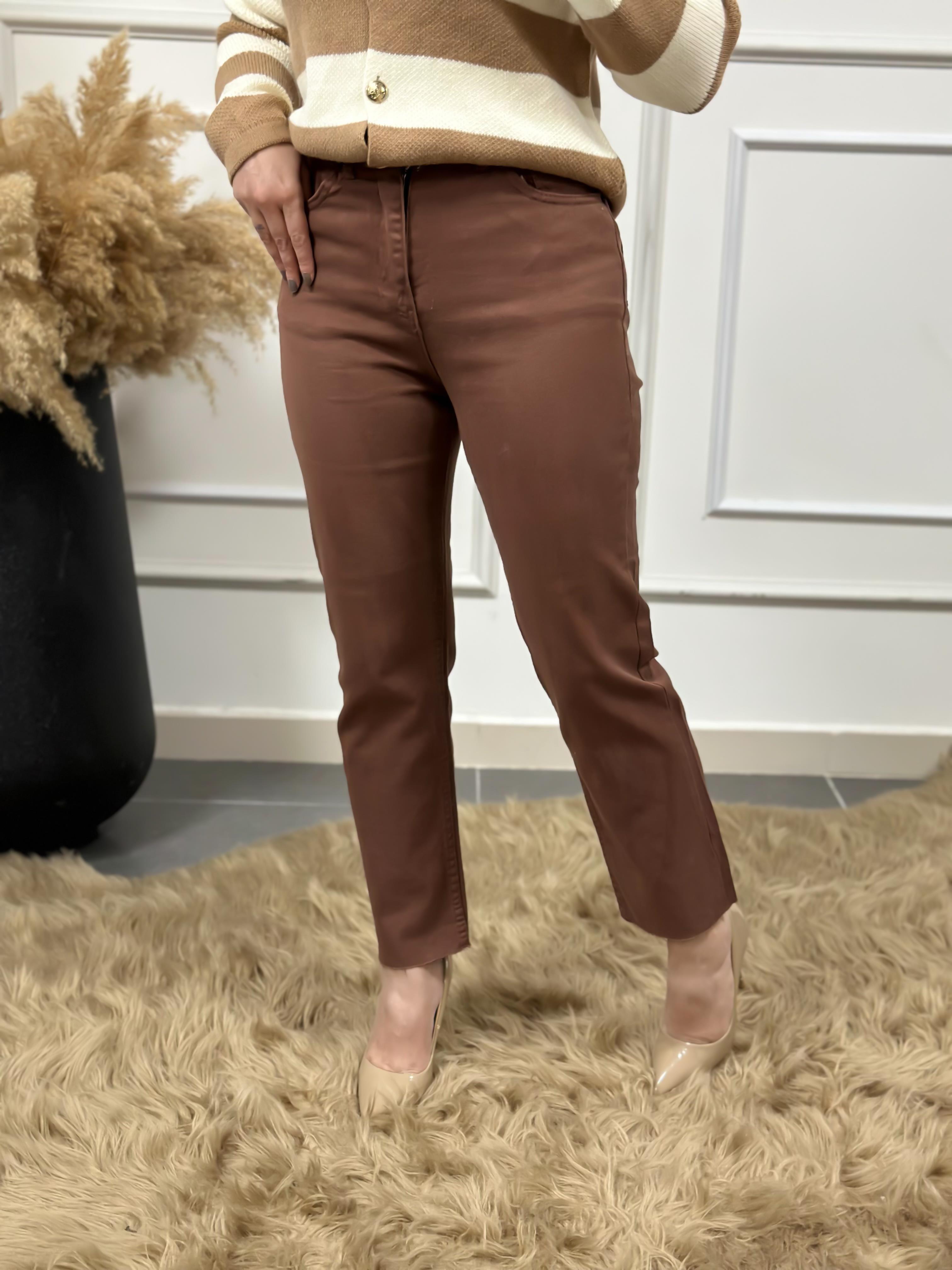 Yüksek Bel Paçası Kesik Orjinal Fit Mom KAHVE-23KYeni00074