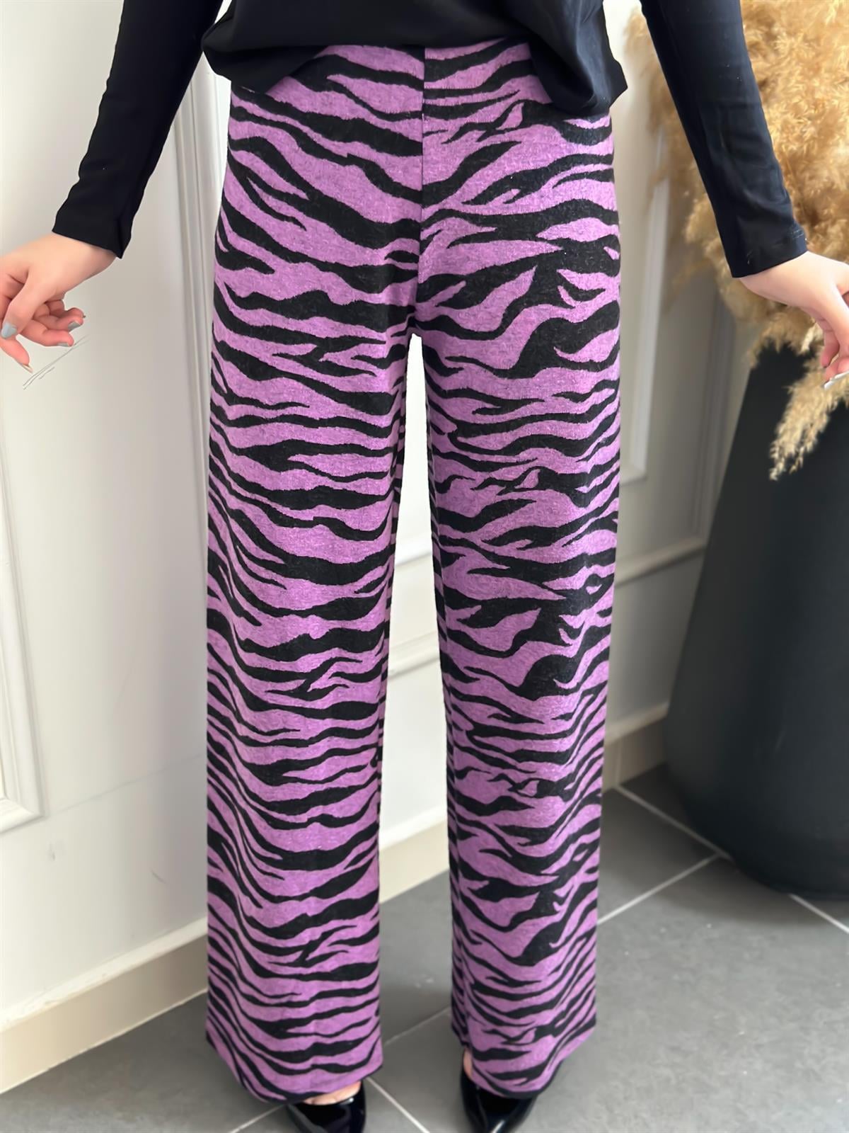 Zebra Desen Yumoş Triko Pantolon SİYAH-23KALT000001