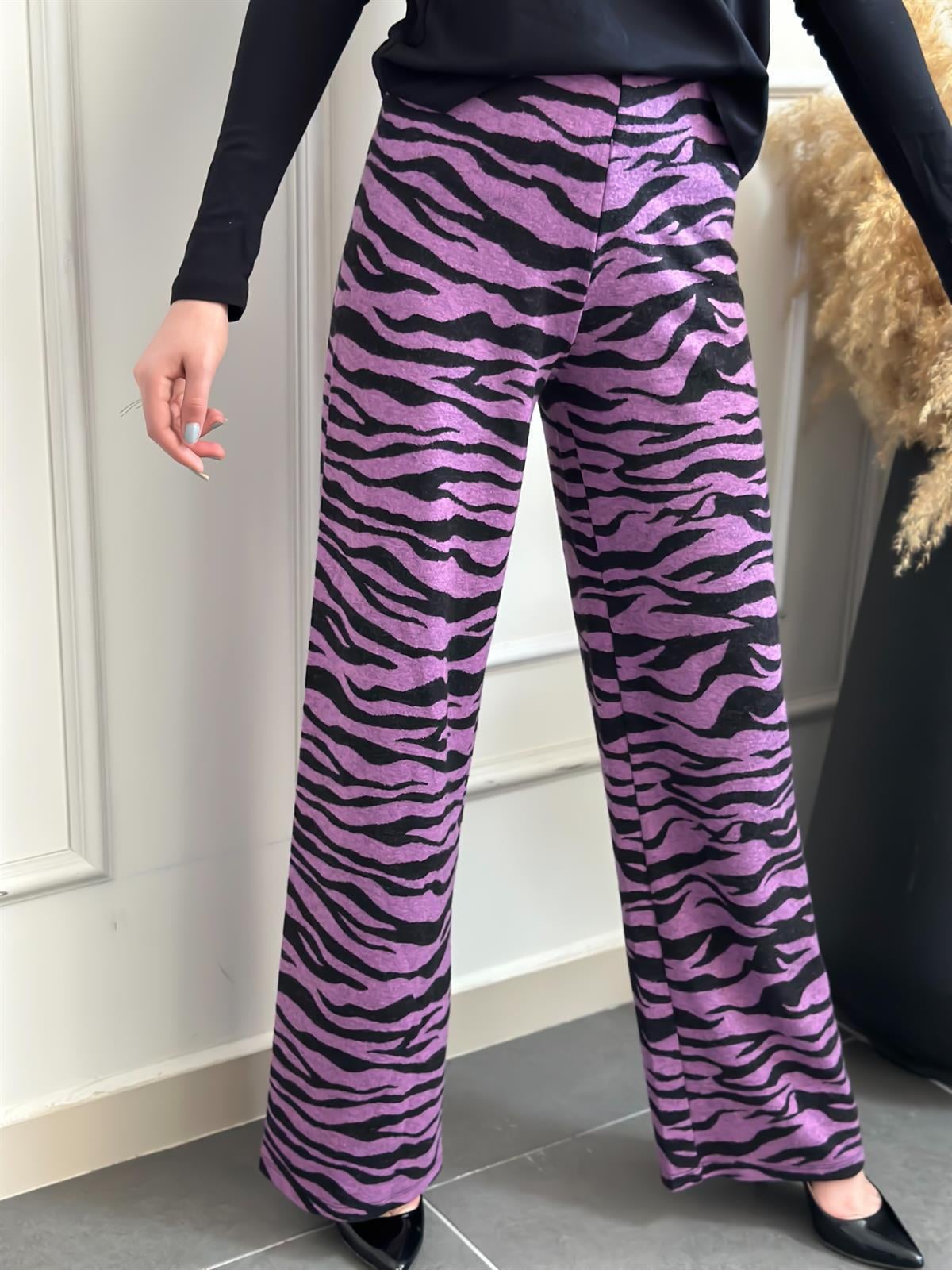 Zebra Desen Yumoş Triko Pantolon SİYAH-23KALT000001
