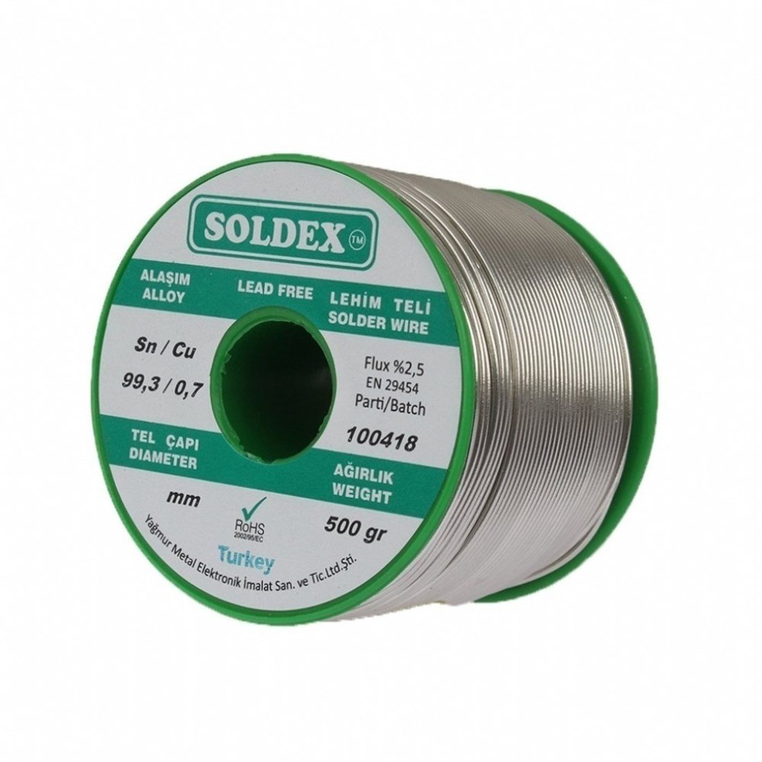 1,20mm 500Gr Soldex Kurşunsuz Lehim Teli Sn99,3 Cu 0,7