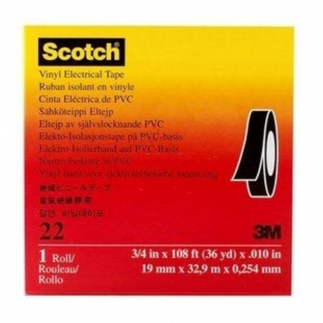 3M Scotch 22 Ağır Sınıf Vinil Elektrik Bantı 19x33 mt