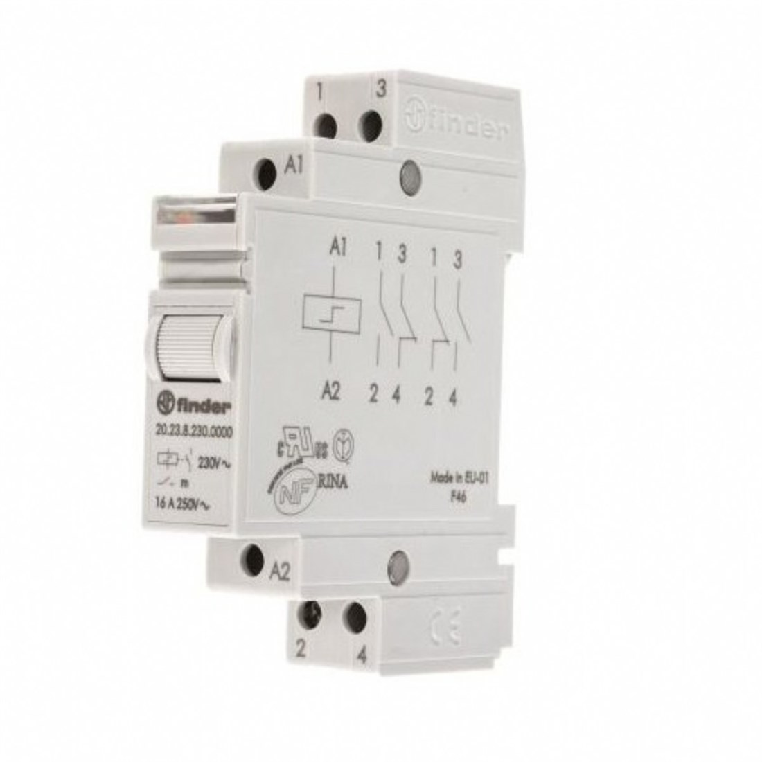 Finder 20.23.8.230.0000 Çift Faz Anahtar 1NK+1NA Modüler Darbe Akım Rölesi 230V AC