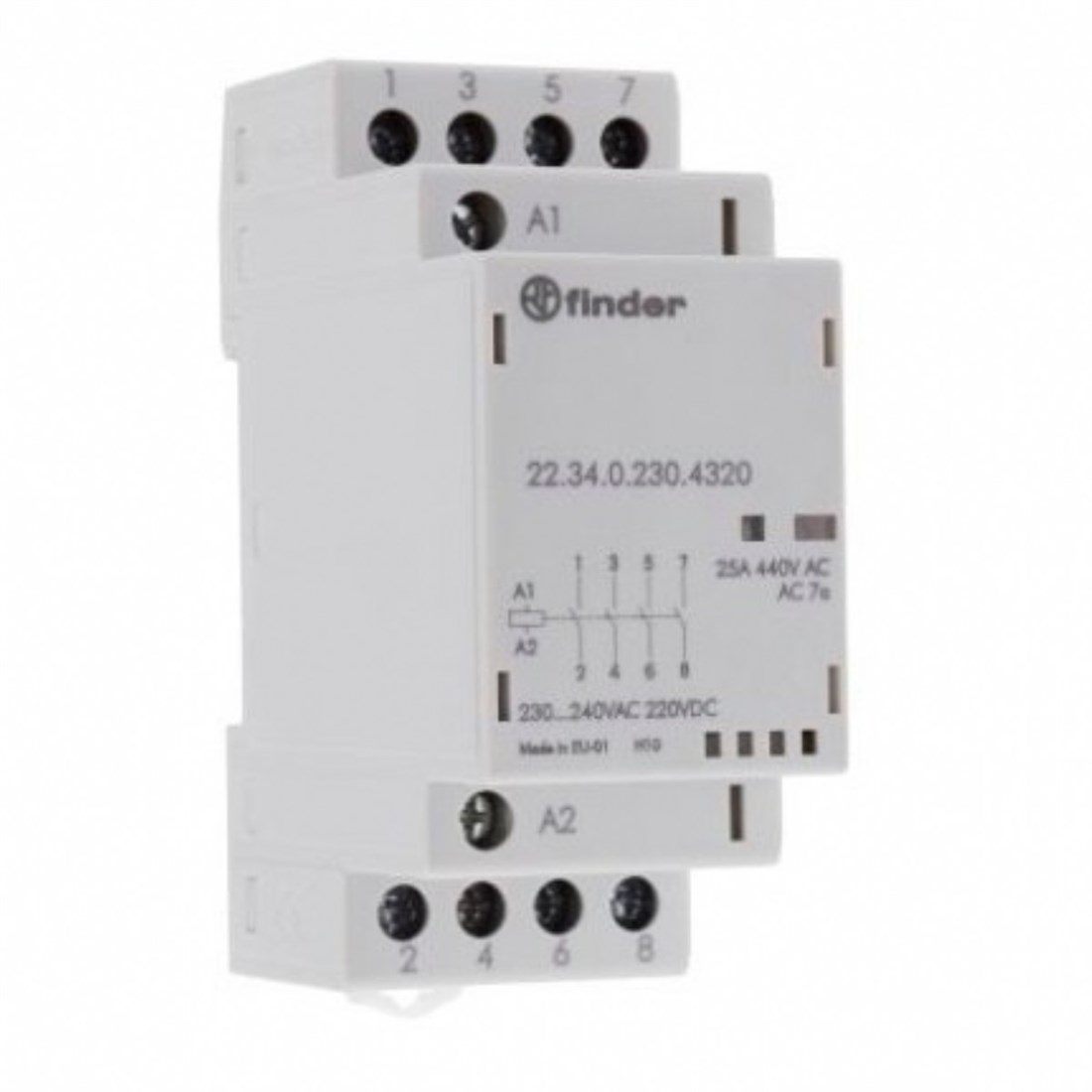 Finder 22.34.0.230.4320 2 Kut. 4NA Kontak Sessiz Kontaktör 25A 230V AC/DC