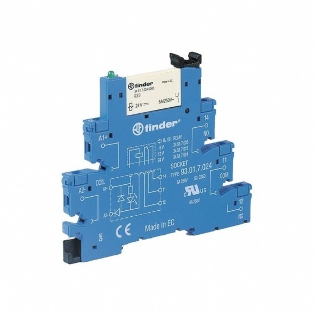 Finder 38.51.0.024.0060 Elektromekanik Röle; Vida Bağ.; 1 Kut. AgNi; 6A; 24V AC-DC