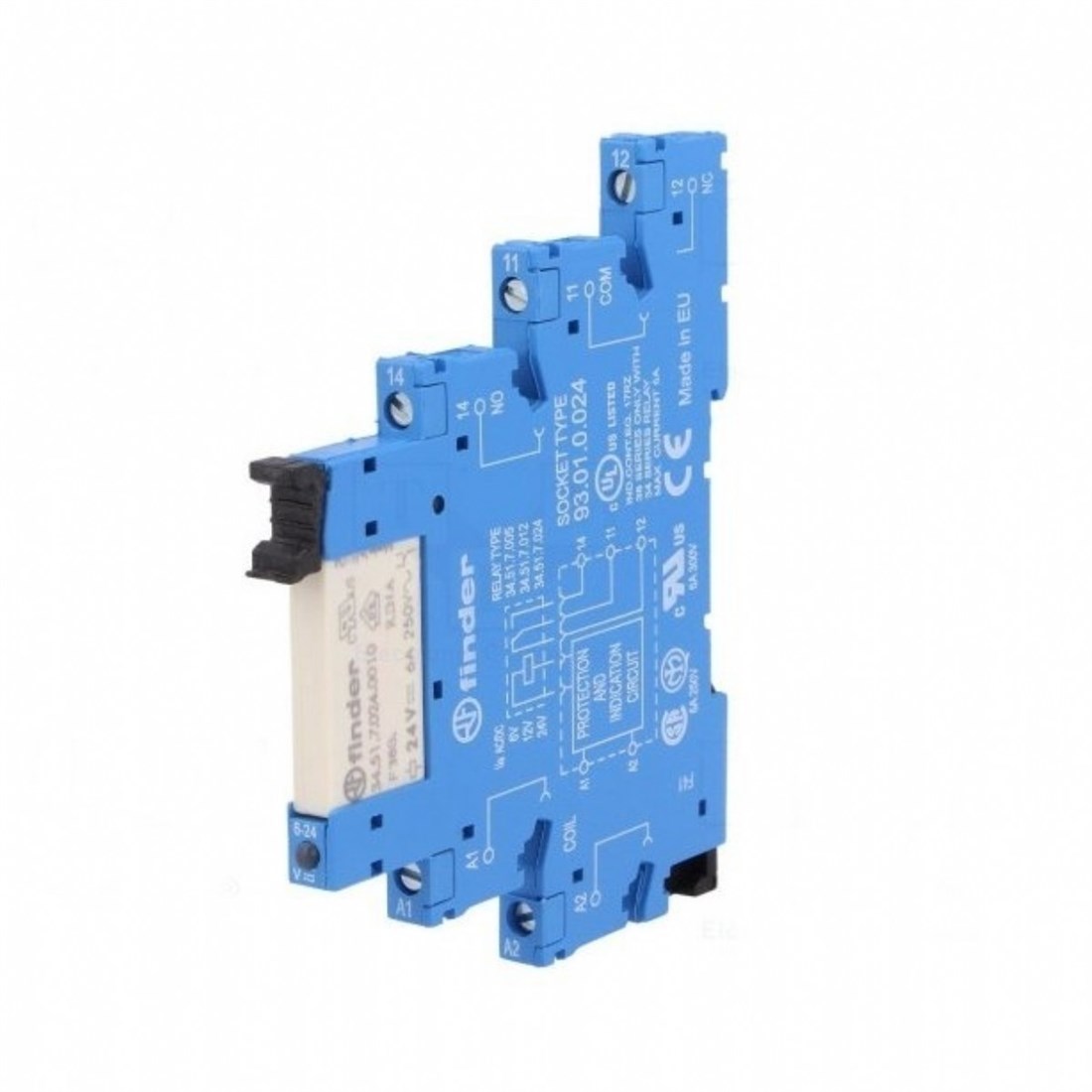 Finder 38.51.0.024.5060 Elektromekanik Röle Vida Bağ AgNi+Au 6A 24V AC/DC