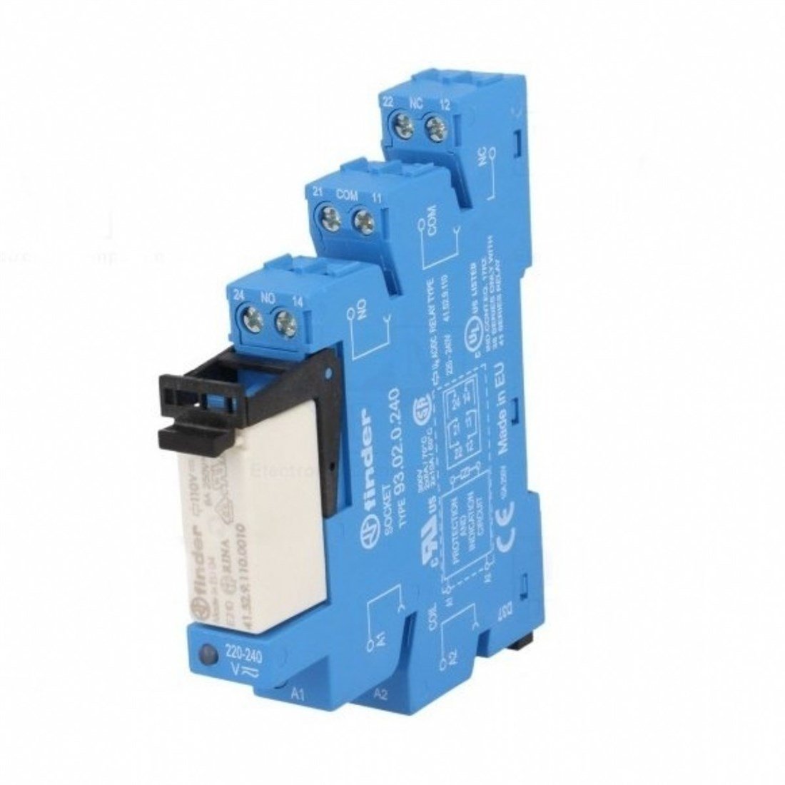 Finder 38.52.0.240.0060 Elektromekanik Röle; Vidalı Bağ 2 Kutup AgNi 8A 240V AC/DC