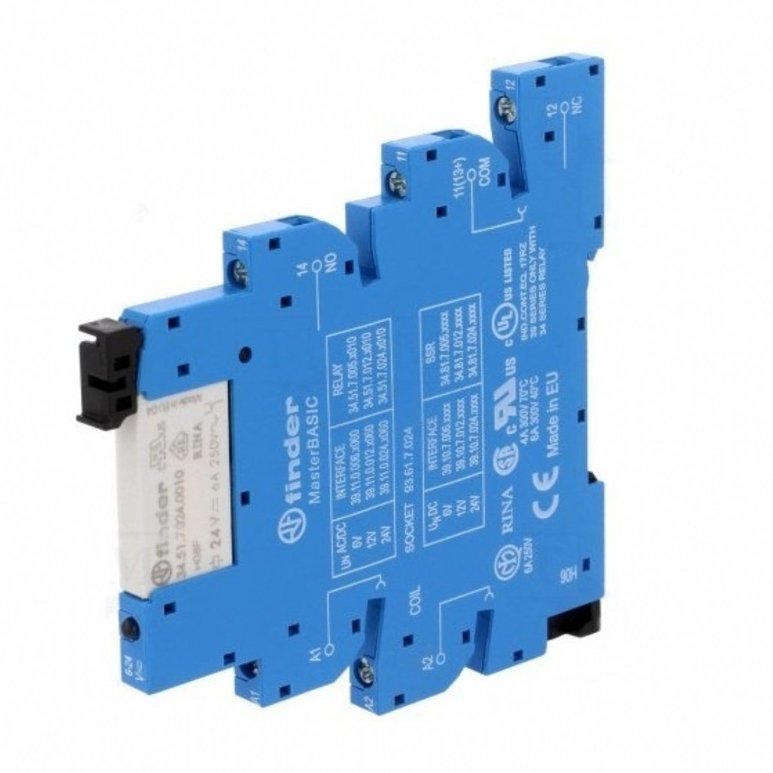 Finder 39.11.0.024.0060 Elektromekanik Röle Vida Bağ 1 Kut AgNi 6A 24V AC/DC