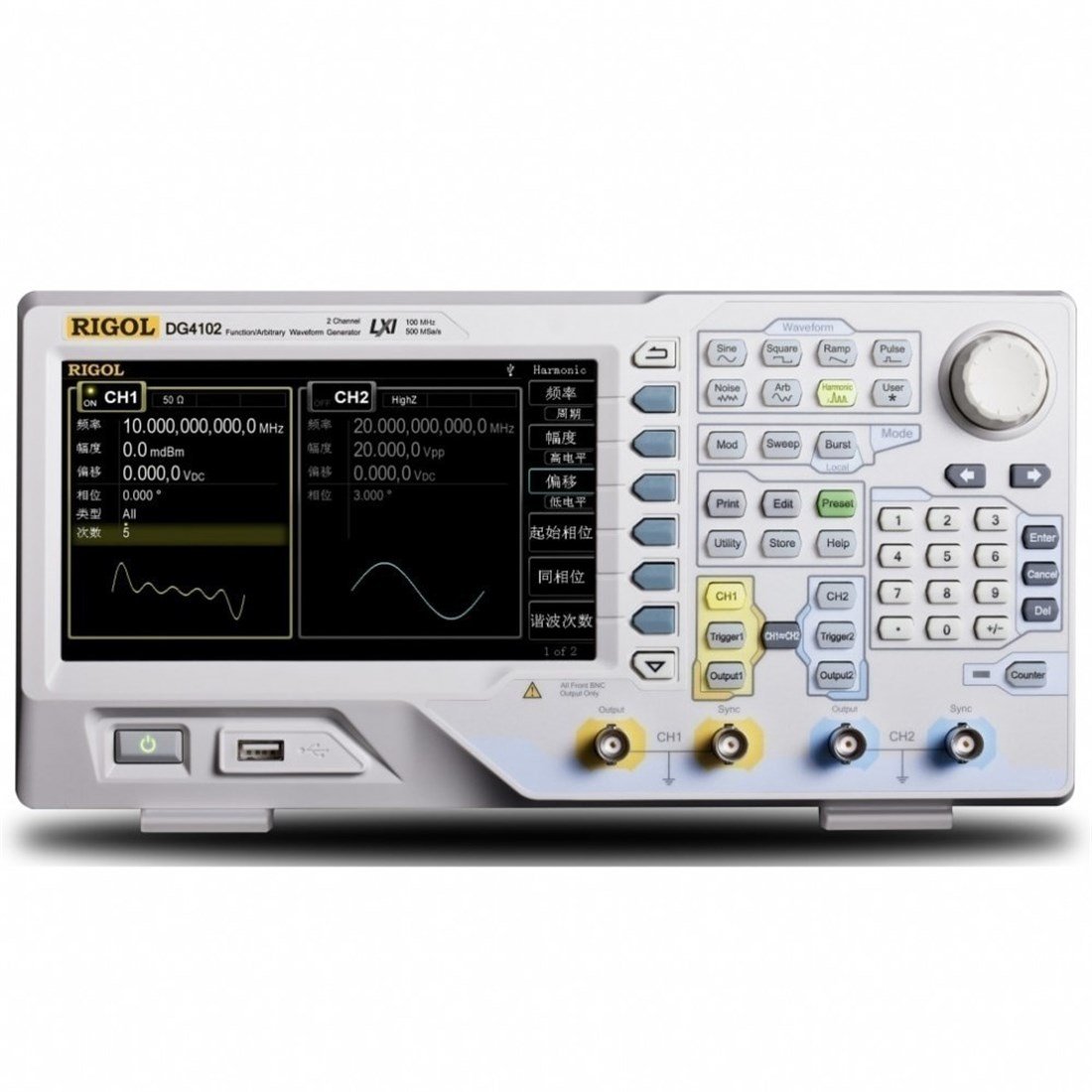 Rigol DG4102 Fonksiyon Sinyal Jeneratörü 100MHz 16 Bit 2 Kanallı