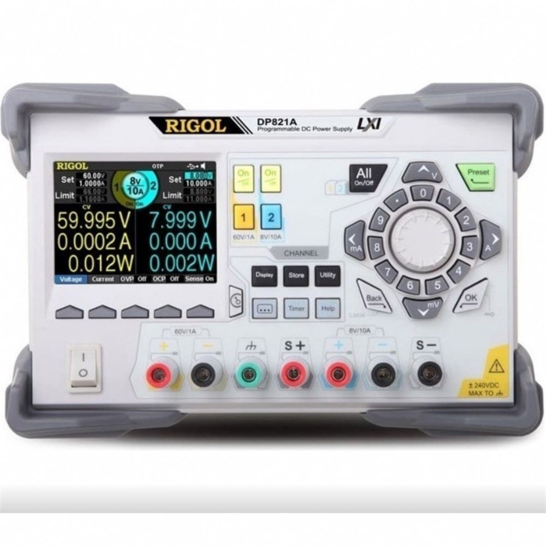 Rigol DP821A 140W Çift Çıkışlı 60V-1A ve 8V-10A Programlanabilir DC Güç Kaynağı