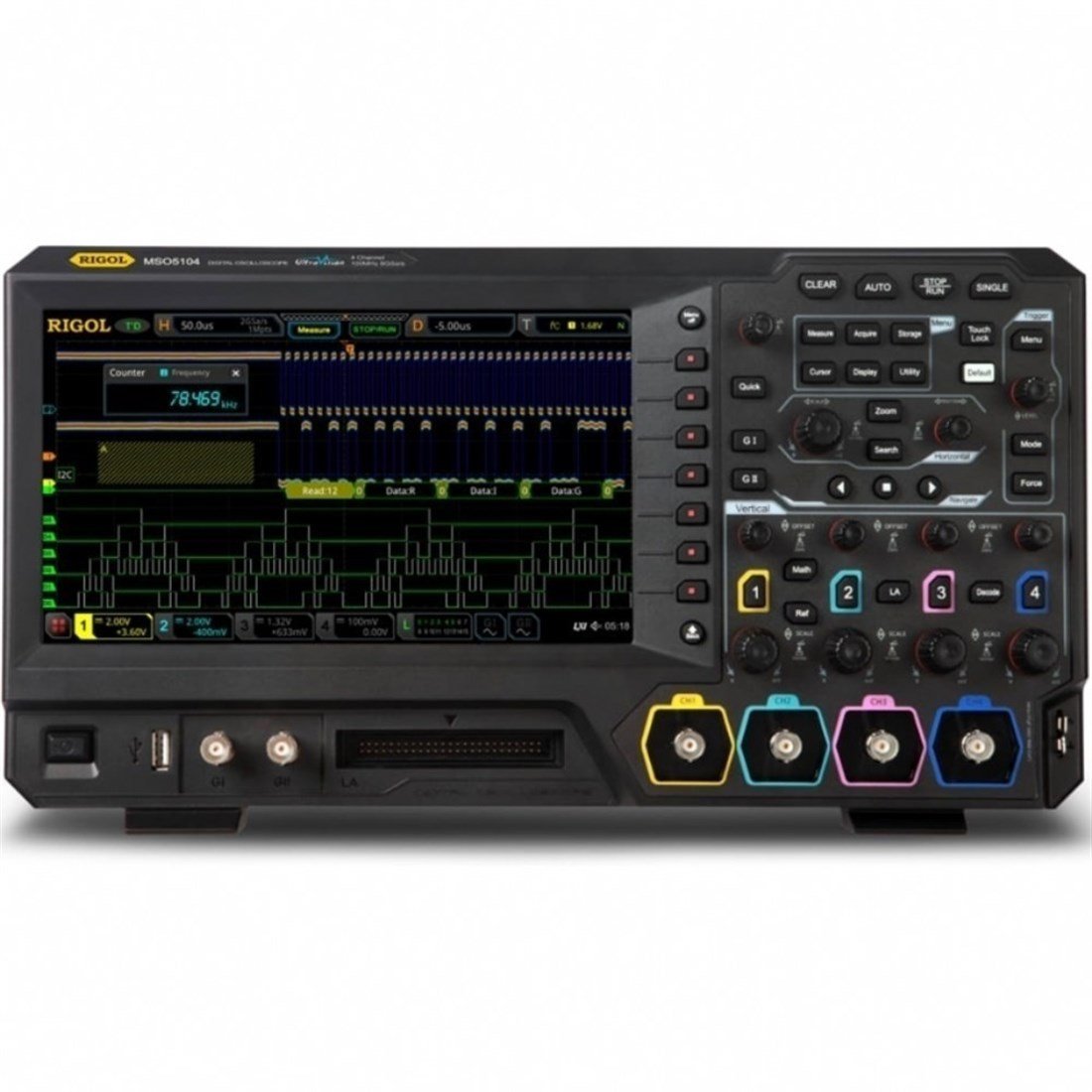 Rigol MSO5104 - 100MHz 4 Kanallı 8GS/S Lojik Analizörlü Dijital Osiloskop