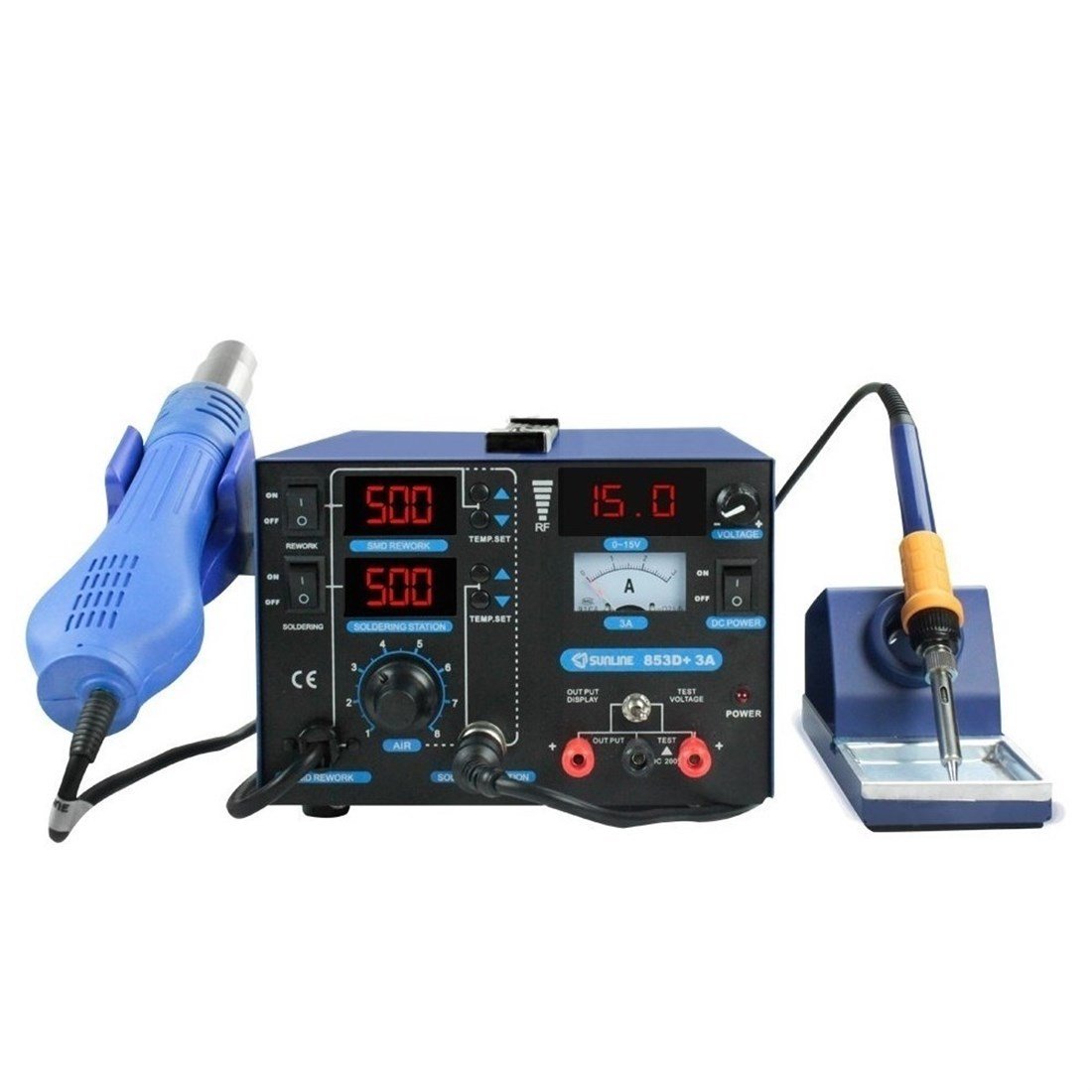 Sunline 853D+ 3A Sıcak Hava Üfleme-Isı Kontrollu Lehimleme-3A Güç kaynağı