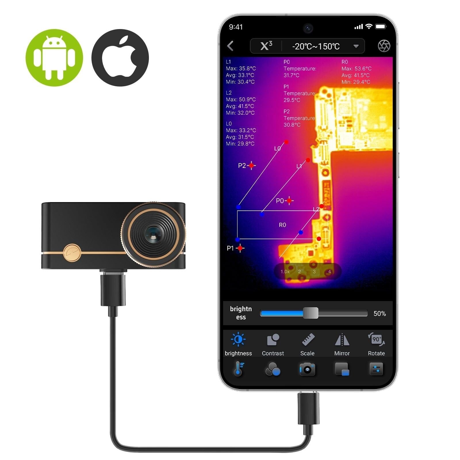Thermal Master P3 Ios & Android Uyumlu Mobil Termal Kamera 256×192THERMAL MASTERTermal Kameralar