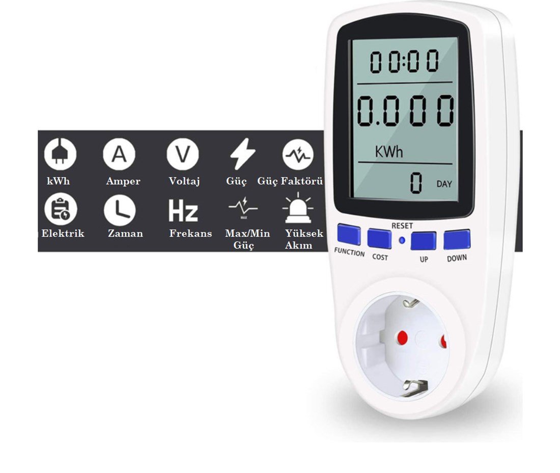 Wattmetre Priz Tipi Enerji Tüketim Ölçer