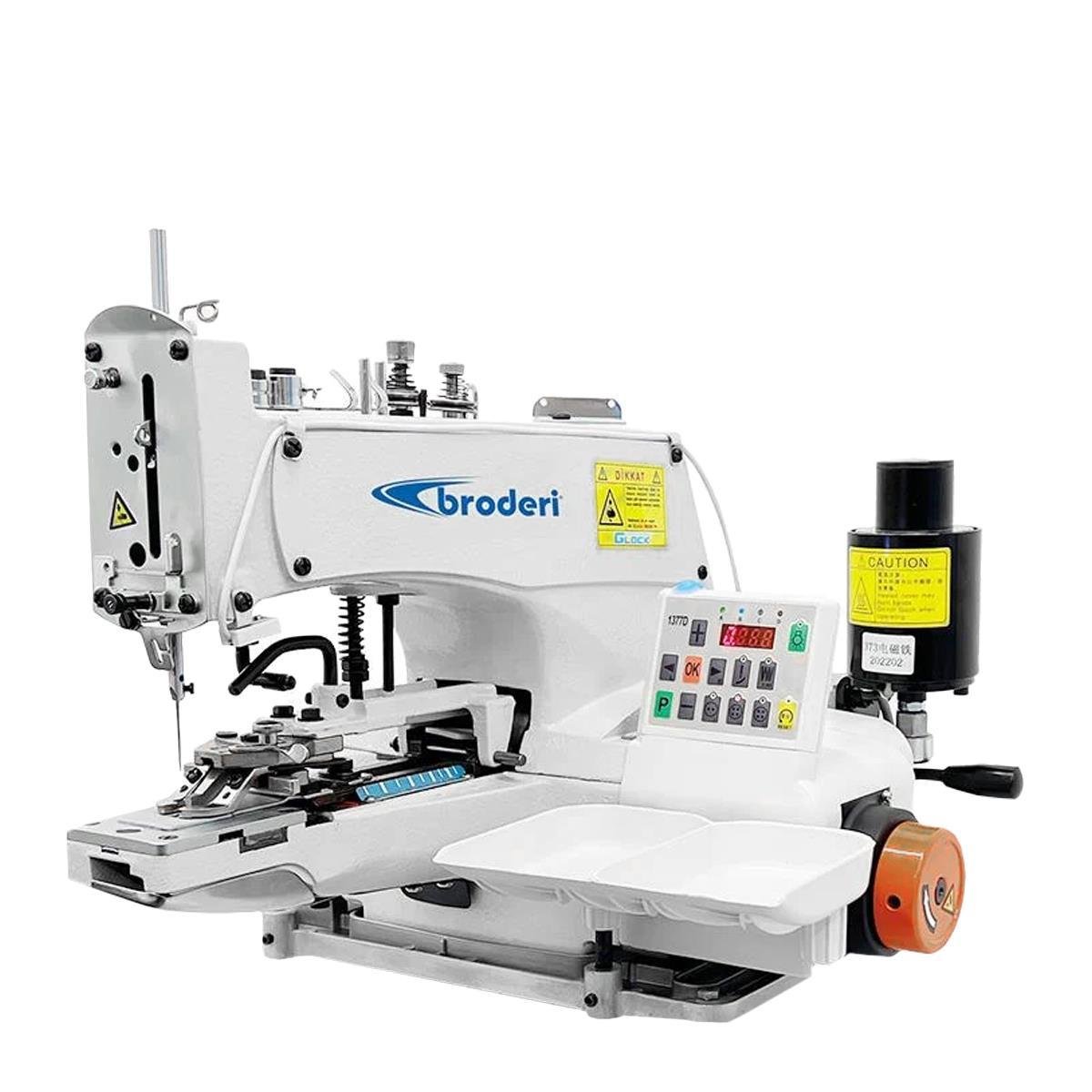FDM Broderi BD-1377 Çift Kurveli Düğme Makinası, Direct Drive, Ayak Kaldırmalı, İplik Kesmeli, Kafadan Motorlu