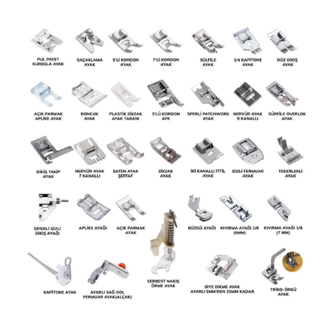 Fdm Ev Tipi Dikiş Makinesi Ayak Seti (32 Parça) Gt-32