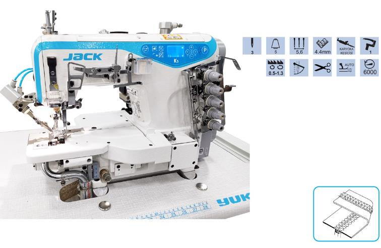 FDM Jack JK-K5-UTL-35ACX356 Regulalı Reçme Makinesi, İplik Kesicili, Havalı, Kafadan Motorlu, Ayak Kaldırmalı, Direct Drive, Tabla ve Tekerlekli Ayak