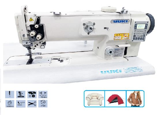 FDM Yuki GC-1510N-L14 Çift Papuç Tek İğne Makine (36cm) 12mm, Direct Drive, Ayak Transportlu, İplik Kesmeli, Ayak Kaldırmalı, Kafadan Motorlu