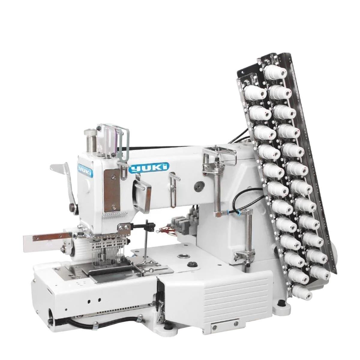 FDM Yuki YK-4408P-UTC 1/4 Zincir Dikiş Makinesi Burunlu  (6,4mm), 8 İğne, İplik Kesicili, Direct Drive, Ayak Kaldırmalı, Kafadan Motorlu