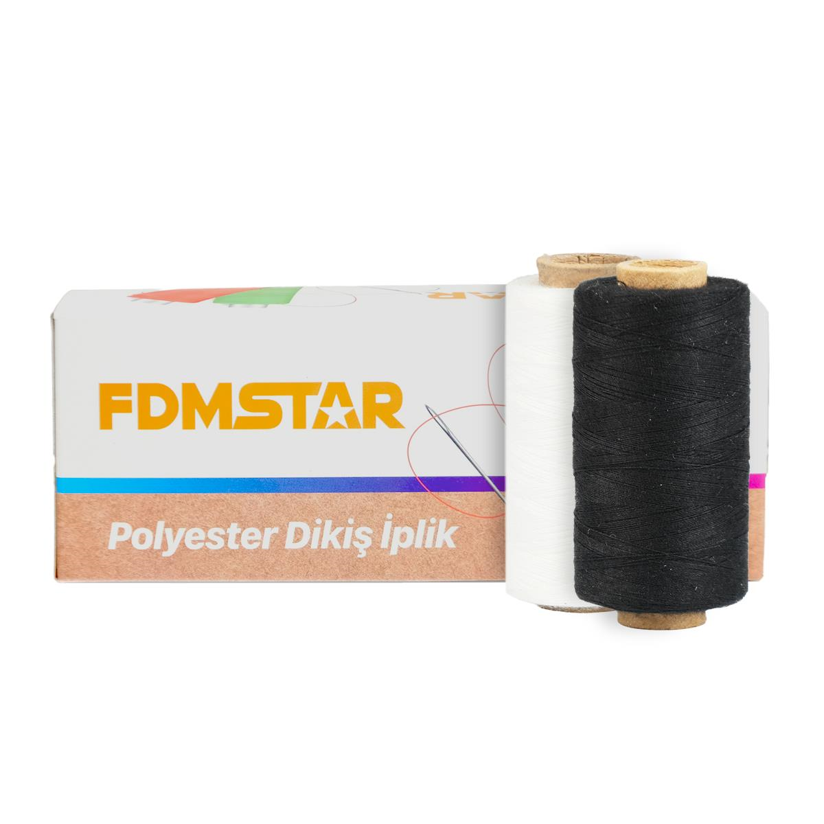 Fdmstar 120 No Siyah-Beyaz Dikiş İpliği 10 lu - Küçük Boy (250-300m)