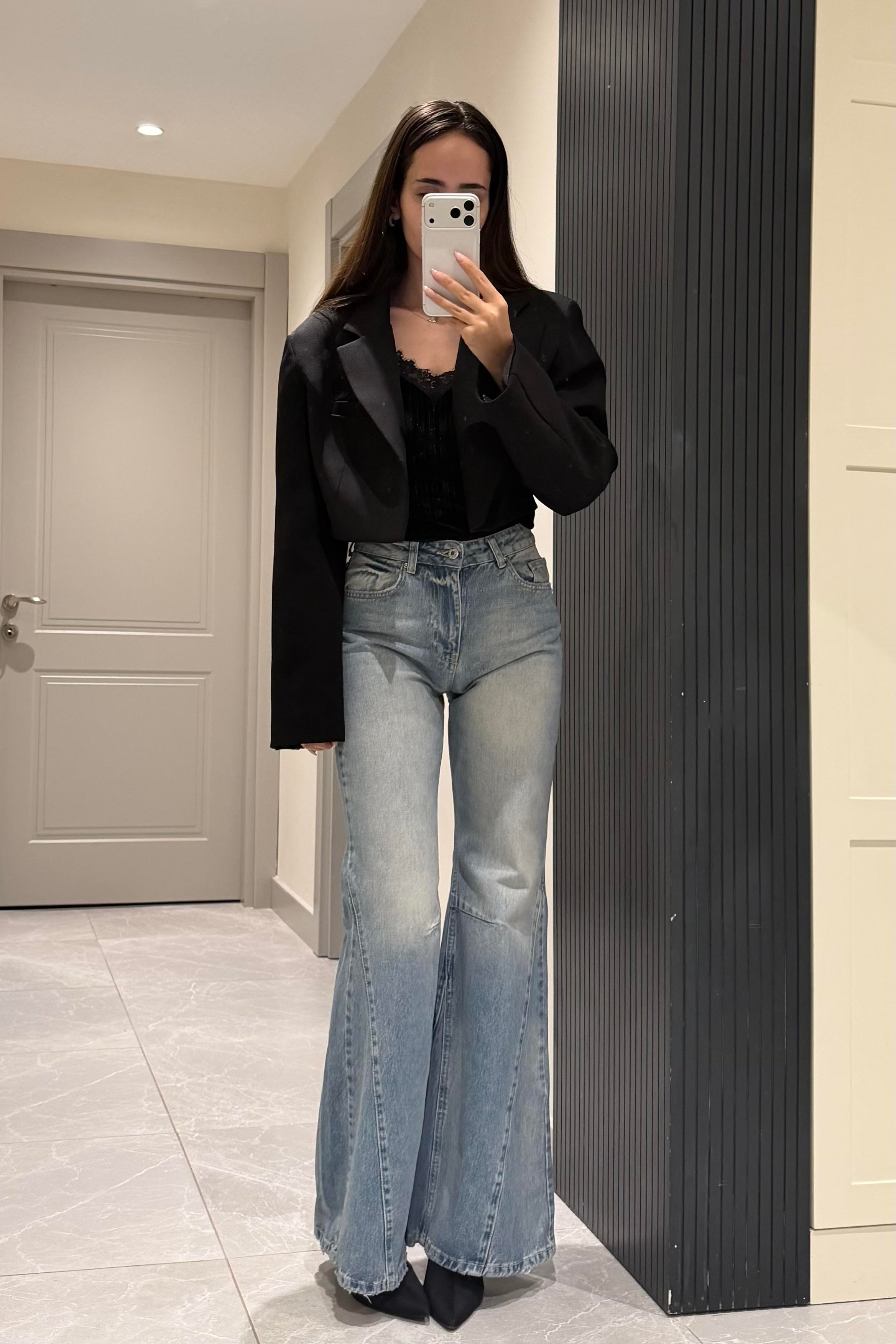 Açık Mavi Premium İspanyol Jean - Kadın Jeans Modelleri - Nazliye Moda | Kadın Giyim Modası
