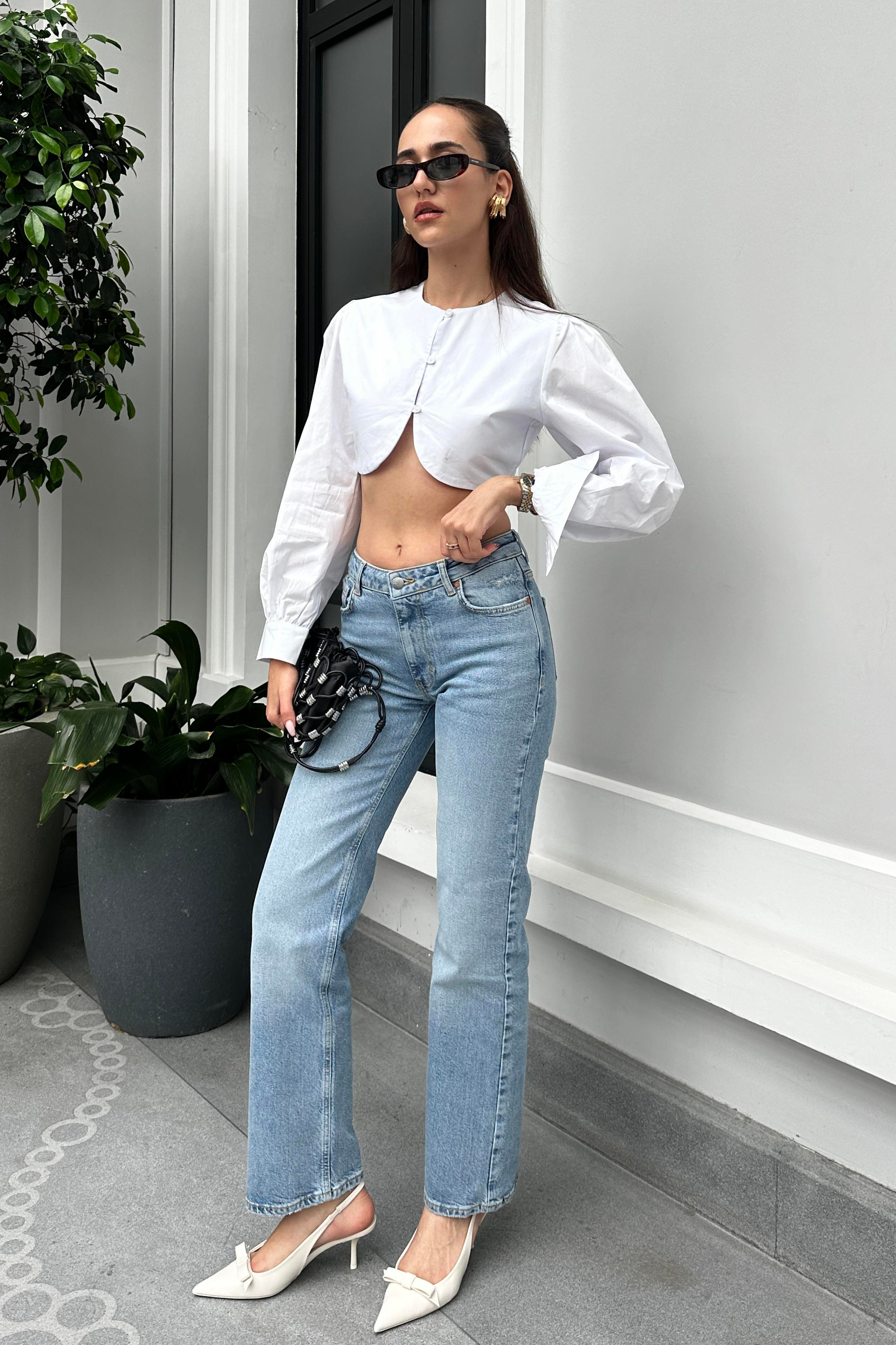 Açık Mavi Straight Premium Jean - Kadın Jeans Modelleri - Nazliye Moda - Kadın Giyim Modası