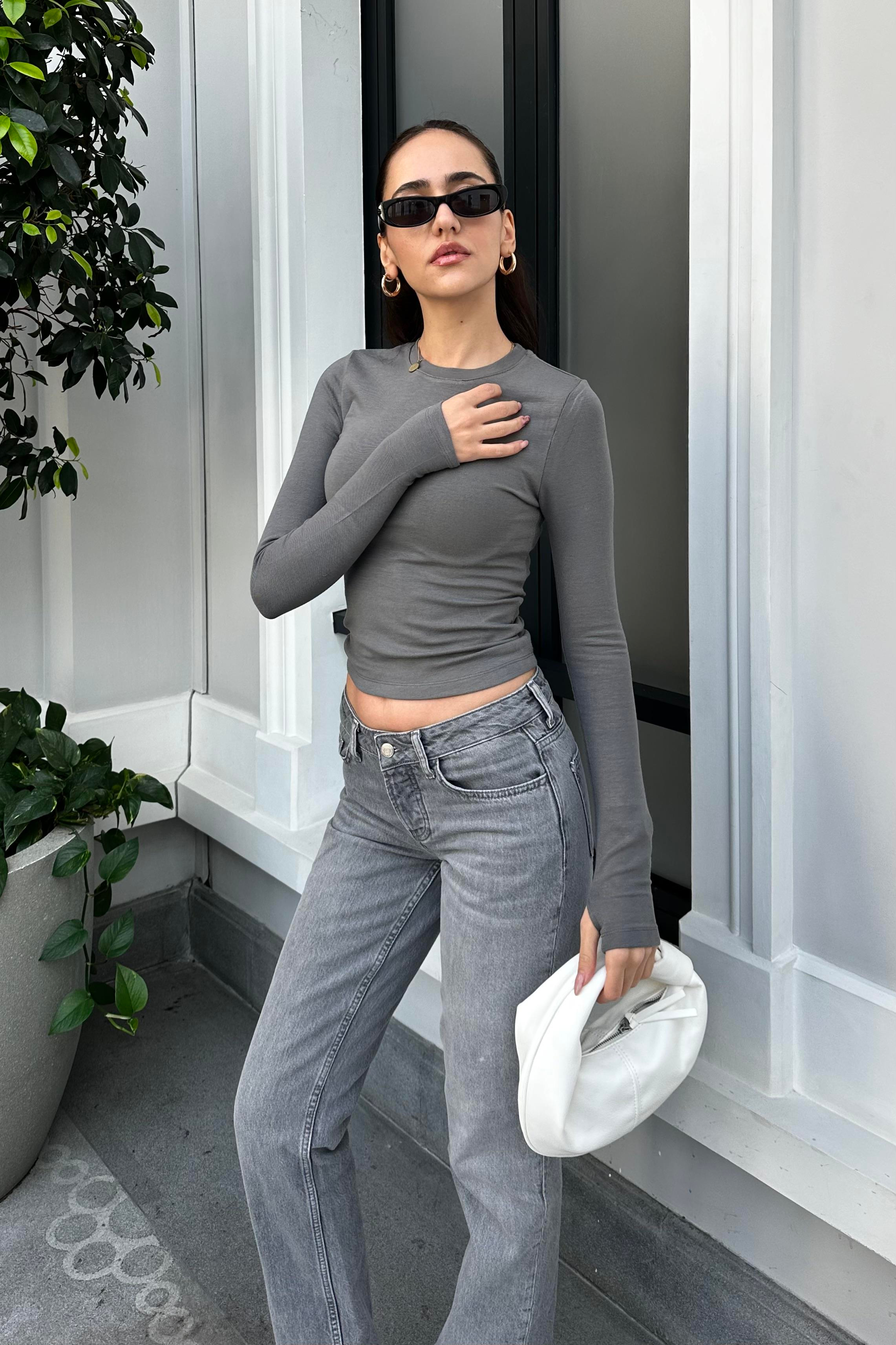 Antracite Basic Blouse - Kadın Blouses Modelleri - Nazliye Moda - Kadın Giyim Modası