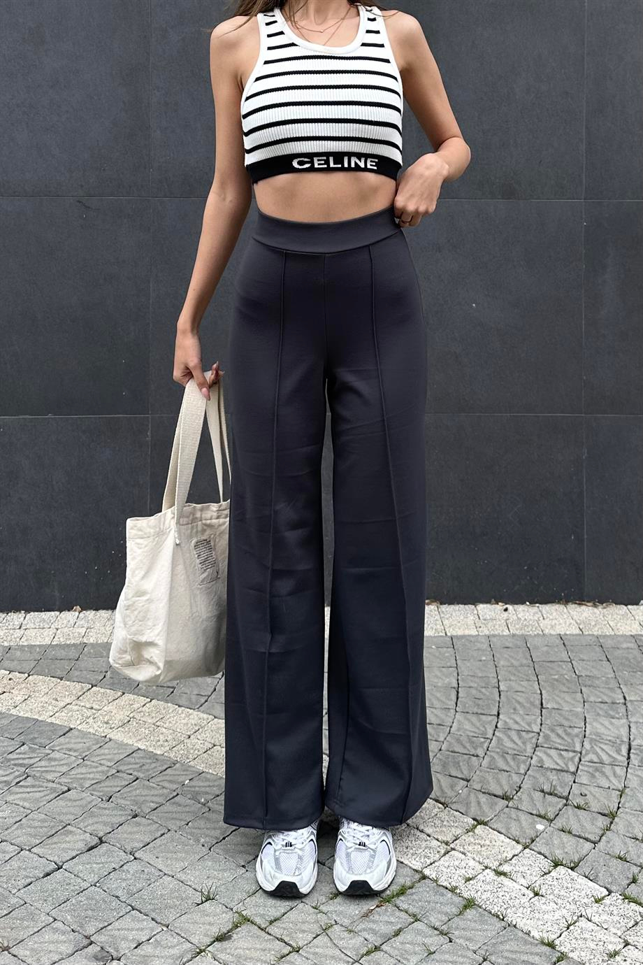 Antrasit Likralı Modal Pantolon - Kadın Pantolon Modelleri - Nazliye Moda | Kadın Giyim Modası