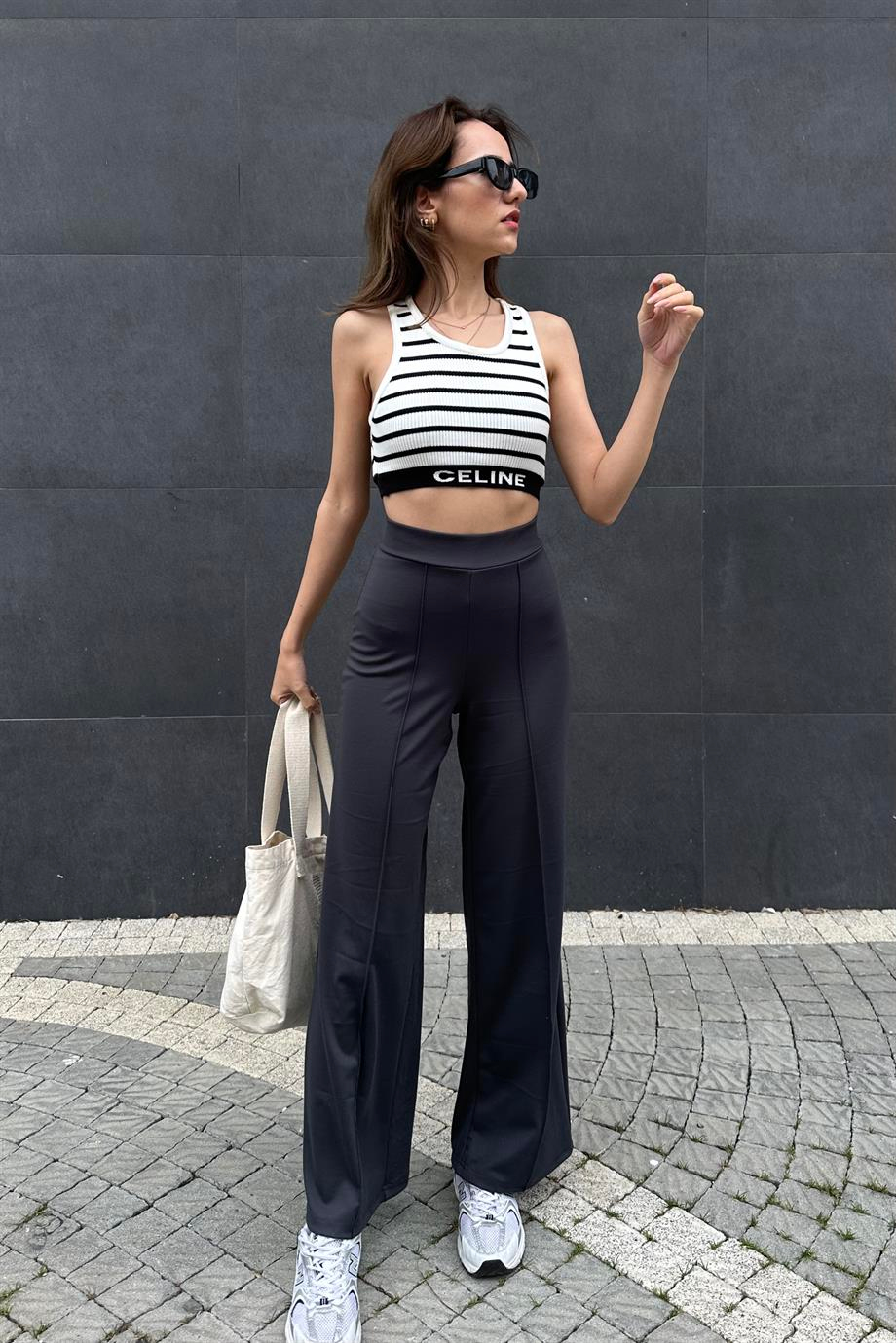 Antrasit Likralı Modal Pantolon - Kadın Pantolon Modelleri - Nazliye Moda | Kadın Giyim Modası