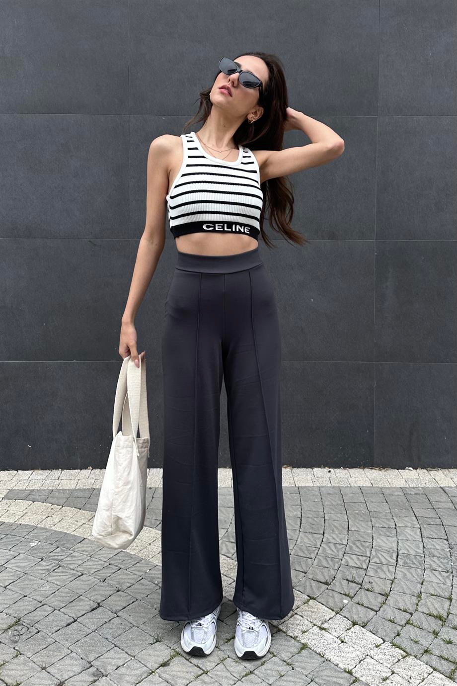 Antrasit Likralı Modal Pantolon - Kadın Pantolon Modelleri - Nazliye Moda | Kadın Giyim Modası