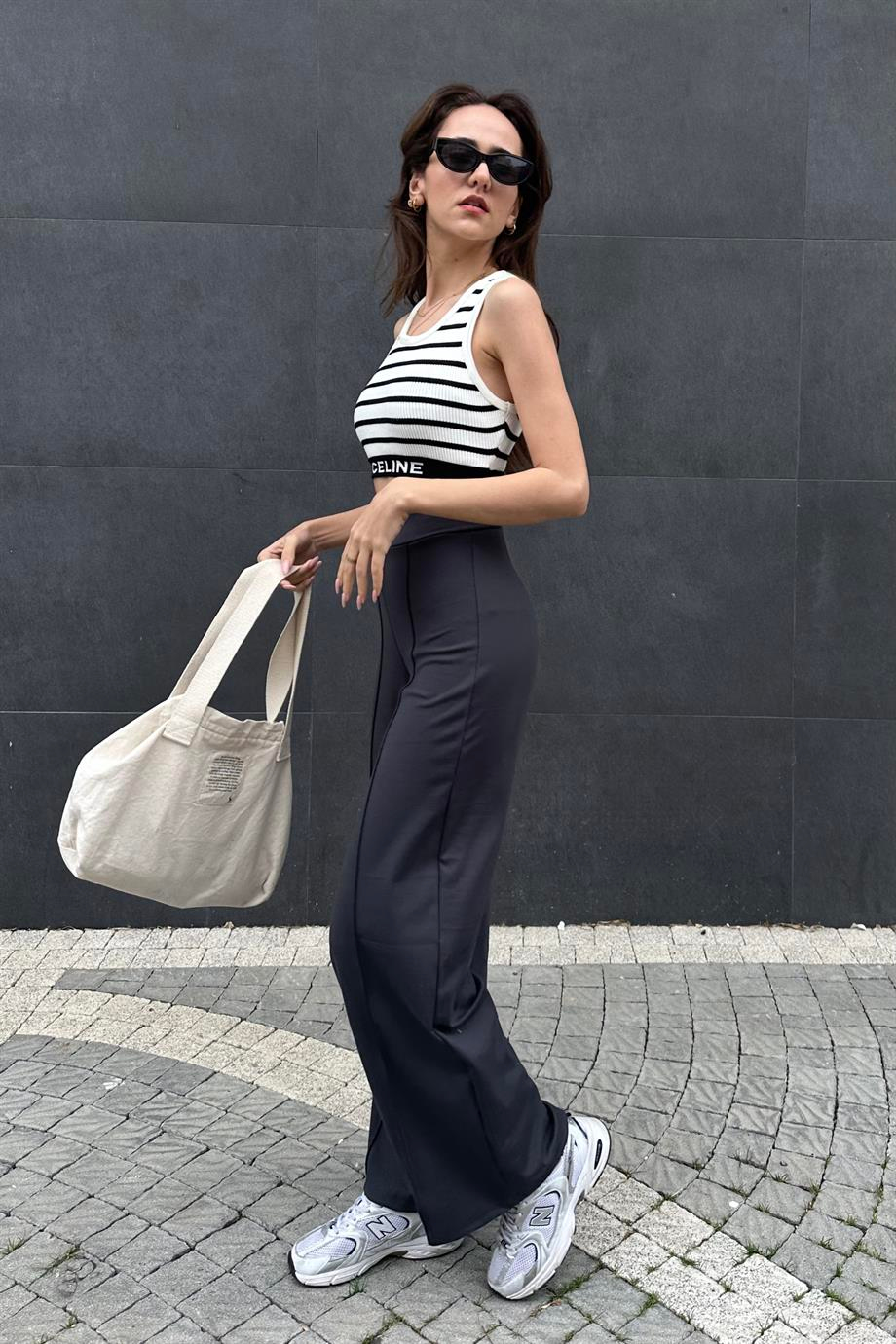 Antrasit Likralı Modal Pantolon - Kadın Pantolon Modelleri - Nazliye Moda | Kadın Giyim Modası