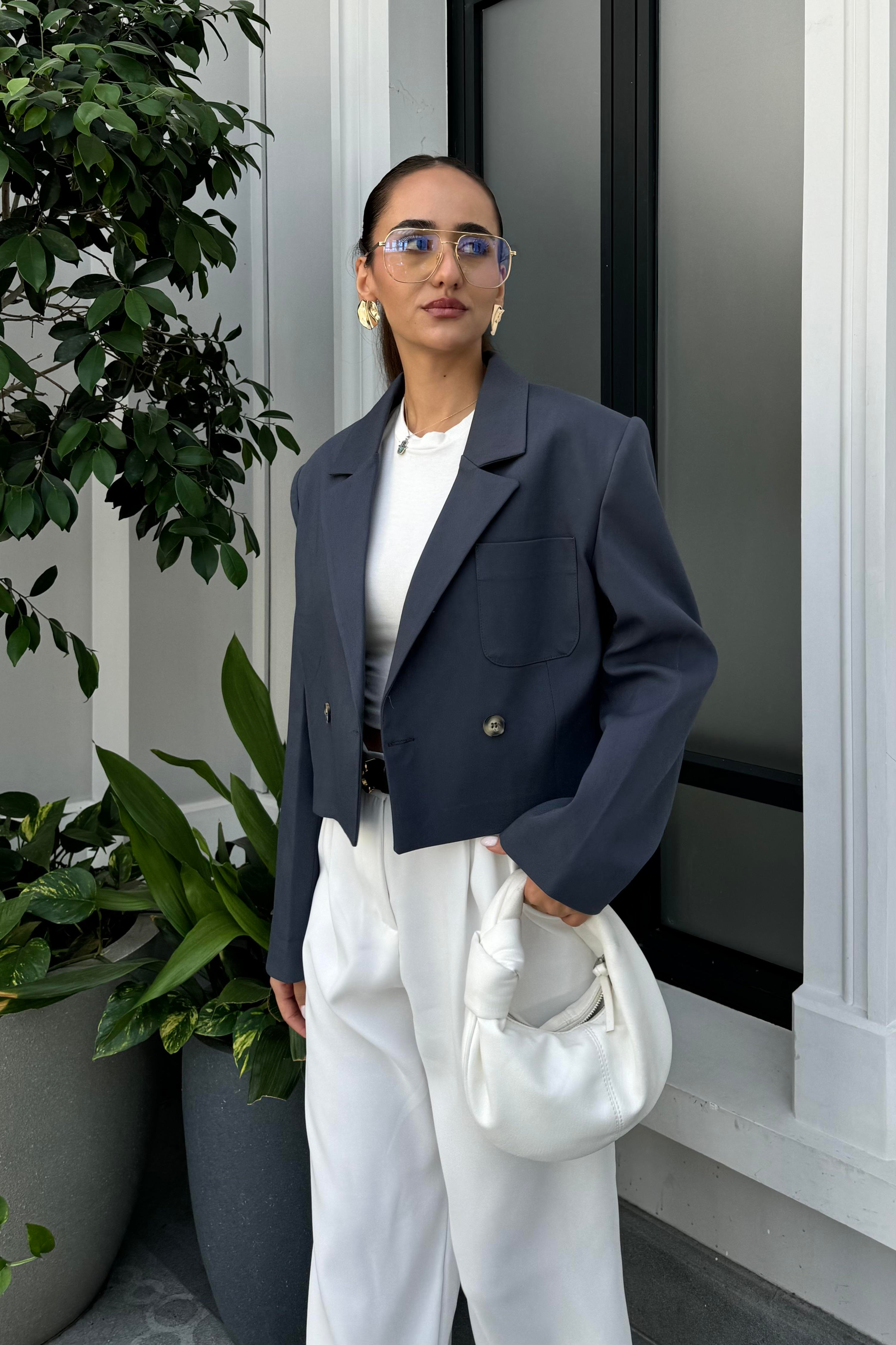 Antrasit Vatkalı Premium Blazer Ceket - Kadın Blazer Ceket Modelleri - Nazliye Moda | Kadın Giyim Modası