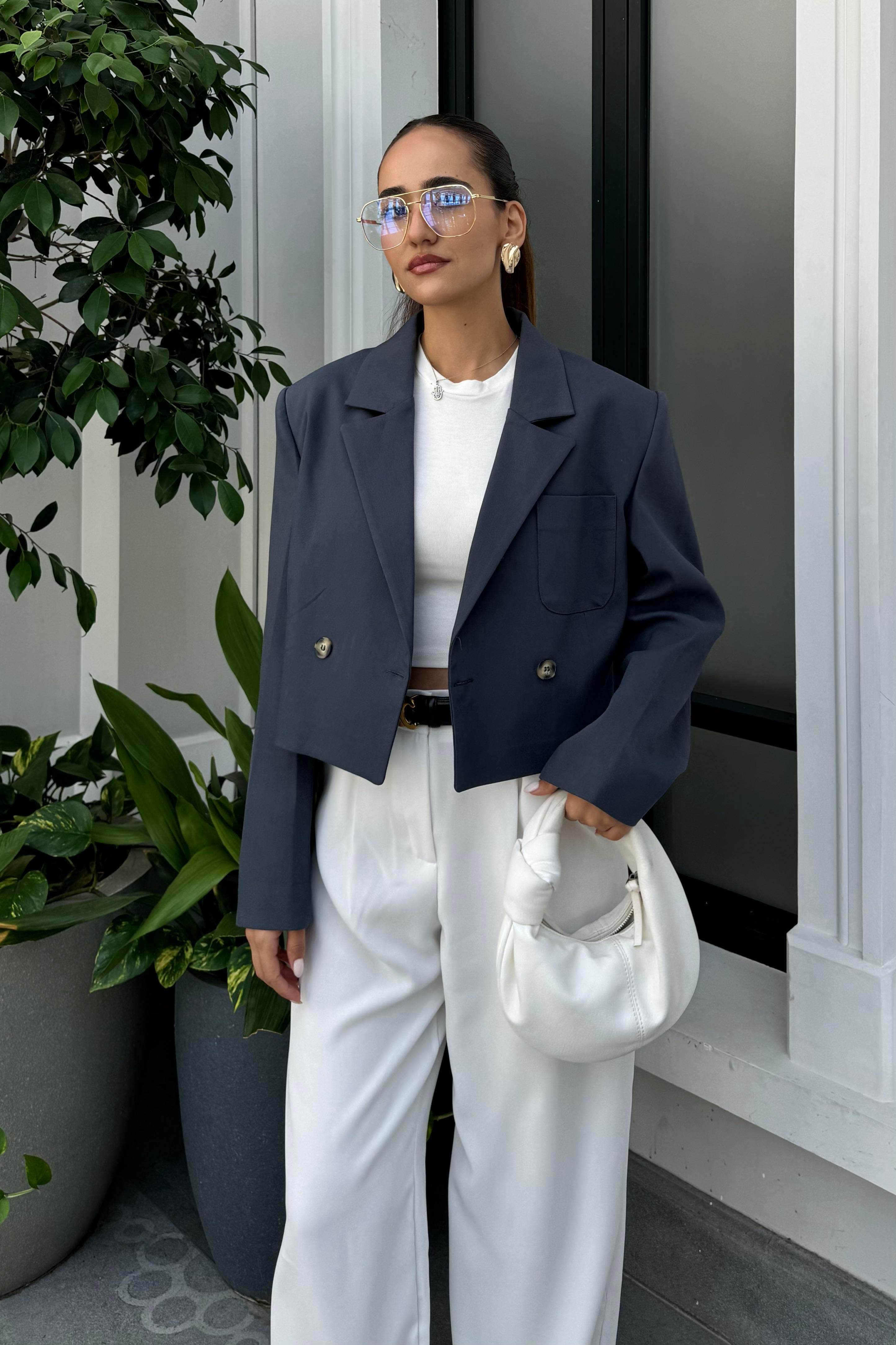 Antrasit Vatkalı Premium Blazer Ceket - Kadın Blazer Ceket Modelleri - Nazliye Moda | Kadın Giyim Modası