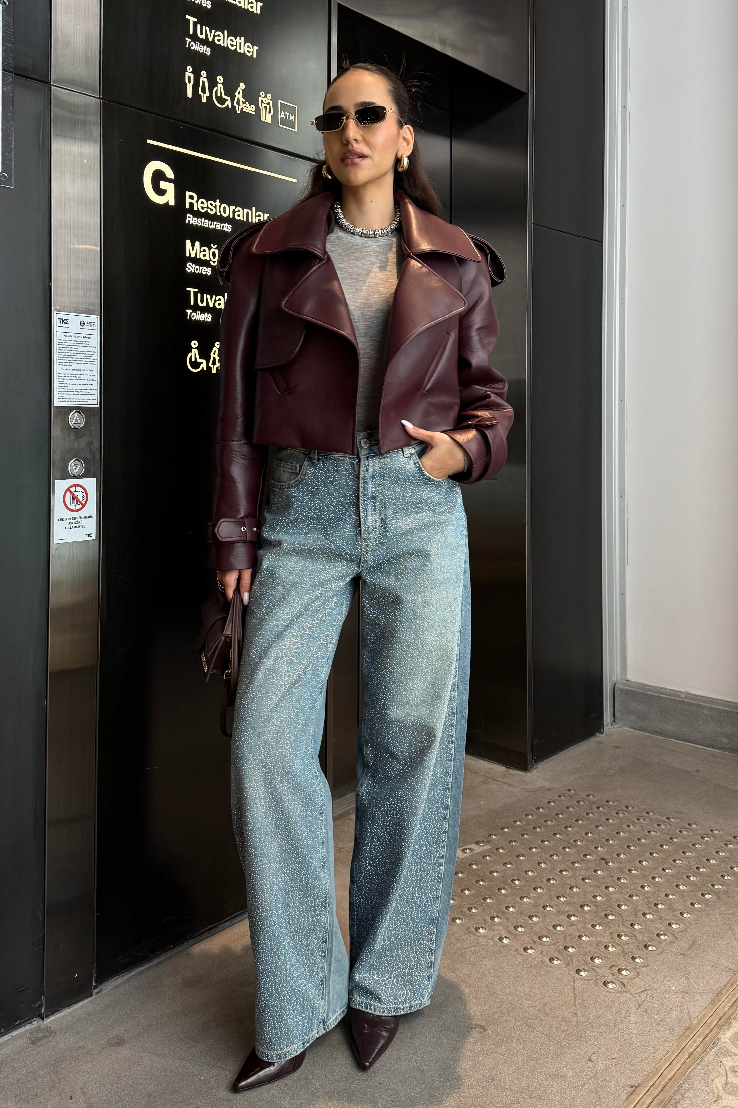 Baggy Açık Mavi Taşlı Premium Jean - Kadın Jean Modelleri - Nazliye Moda | Kadın Giyim Modası