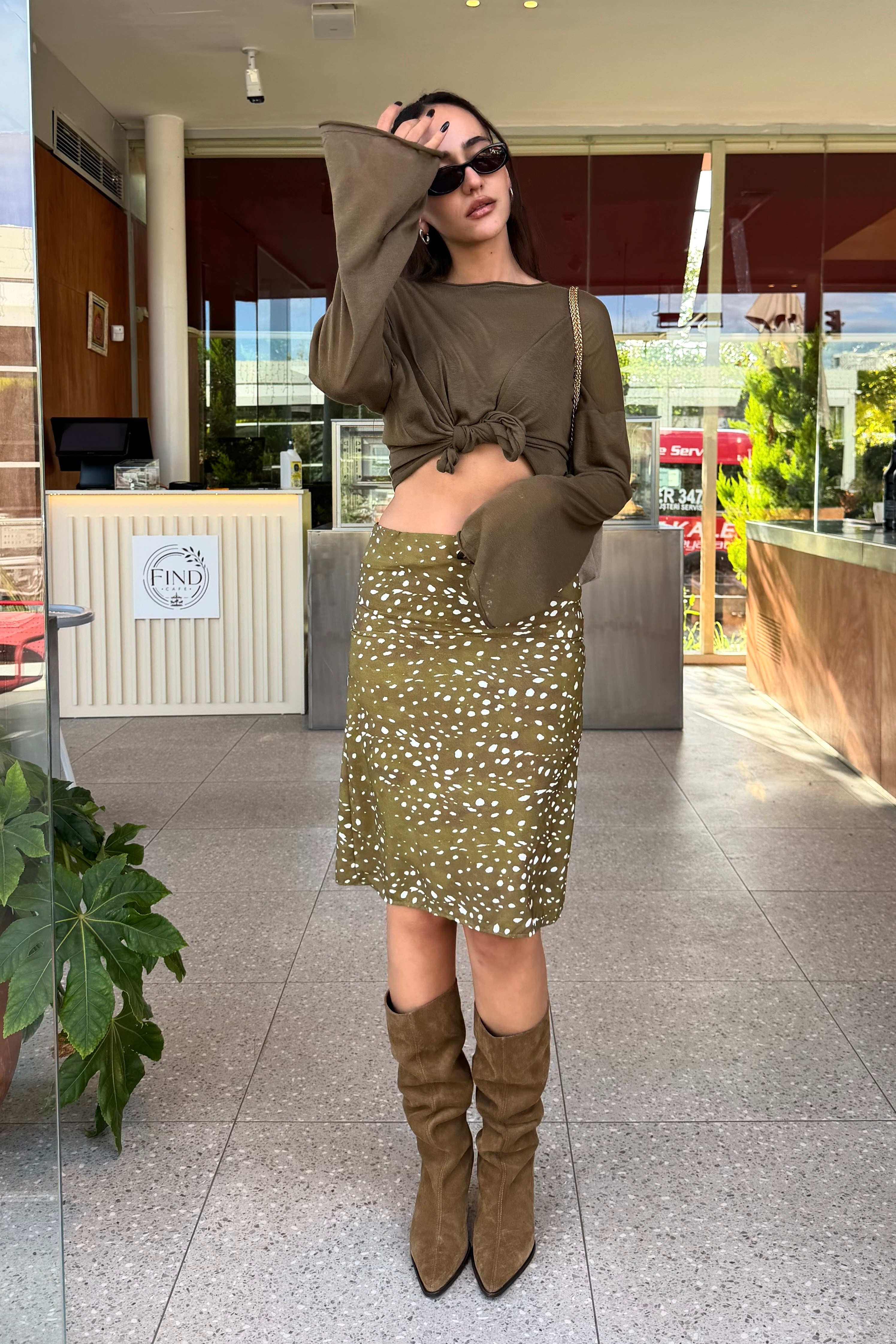 Bambi Desen Midi Etek - Kadın Etek Modelleri - Nazliye Moda | Kadın Giyim Modası