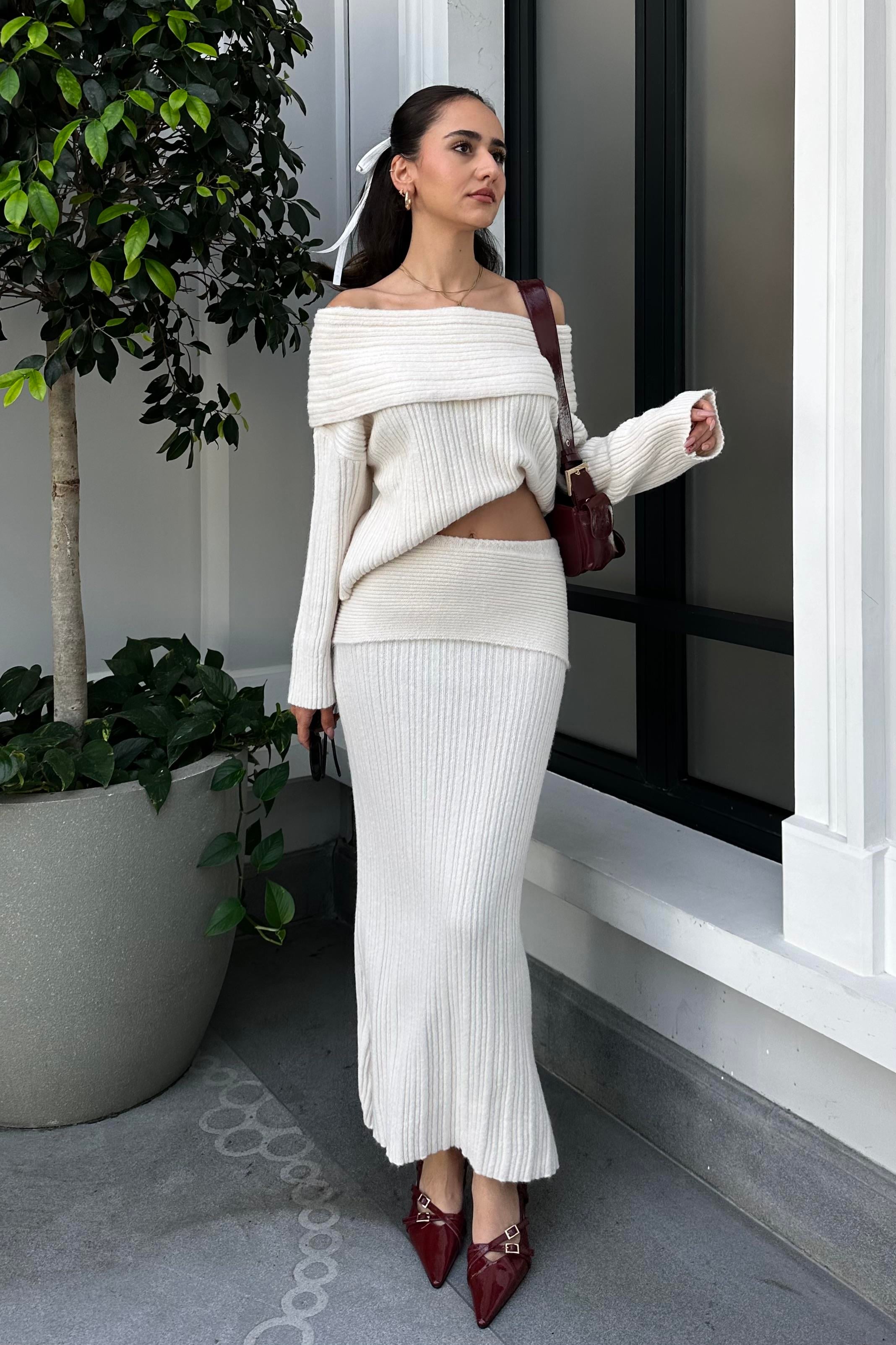 Beige Woven Tricot Set - Kadın Outfit Sets Modelleri - Nazliye Moda - Kadın Giyim Modası