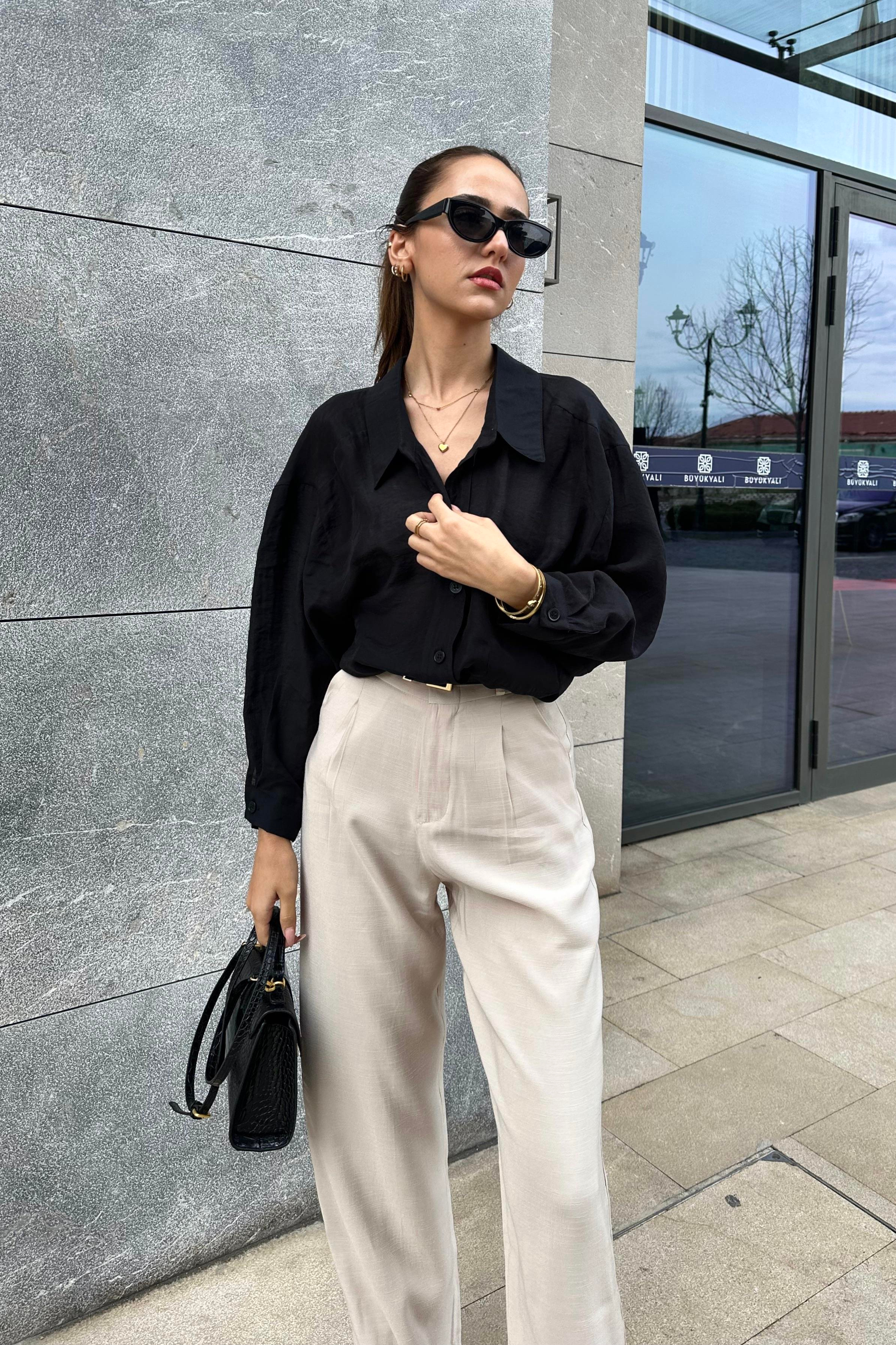 Bej Pileli Palazzo Pantolon - Kadın Pantolon Modelleri - Nazliye Moda | Kadın Giyim Modası